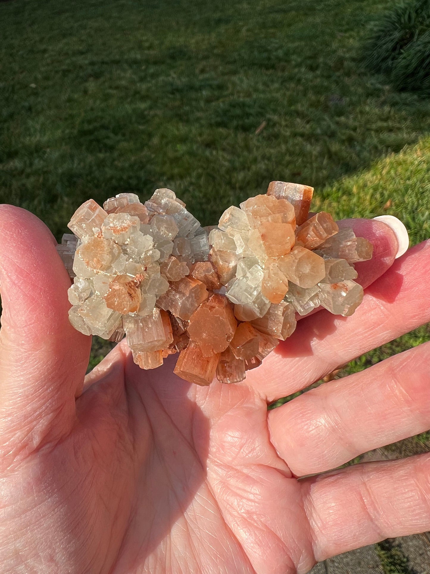 Sparkly Aragonite Raw Palm Stone, New, High Grade, essential grounding crystal, high vibration crystals healing, altar