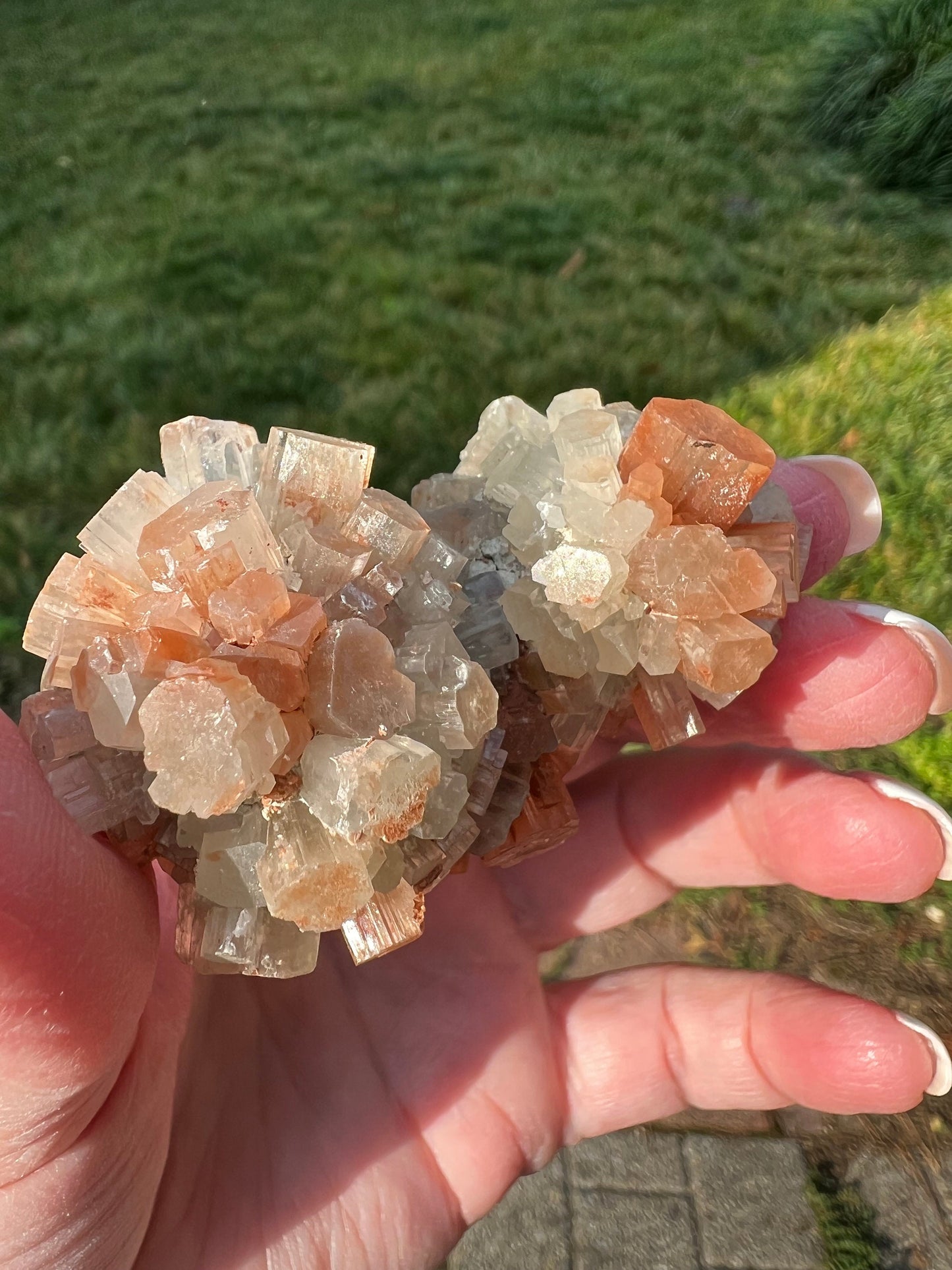 Sparkly Aragonite Raw Palm Stone, New, High Grade, essential grounding crystal, high vibration crystals healing, altar