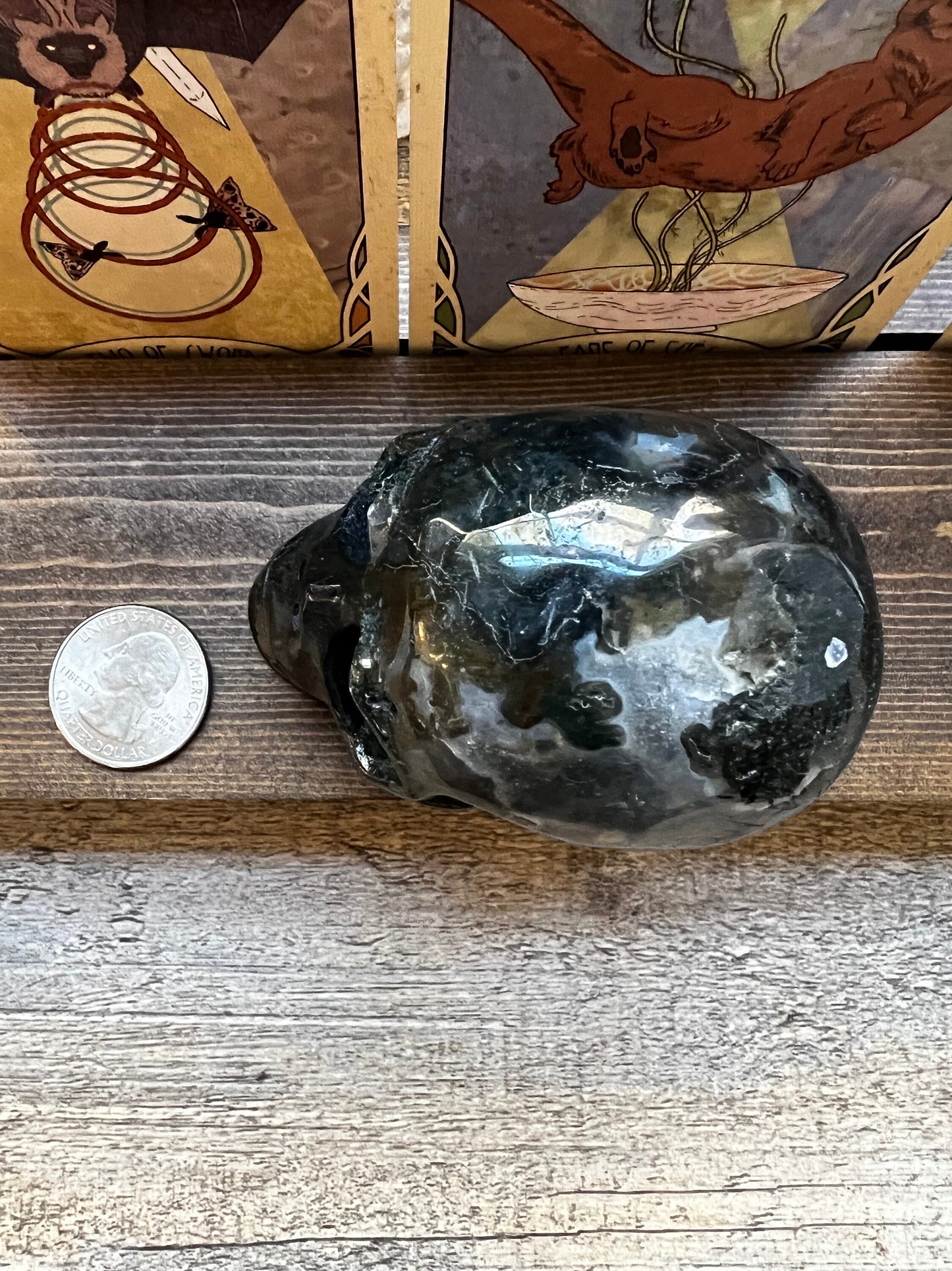 Moss Agate Skull Head, Stunning Carving, 3”, gift, altar, crystal healing, high frequency crystals