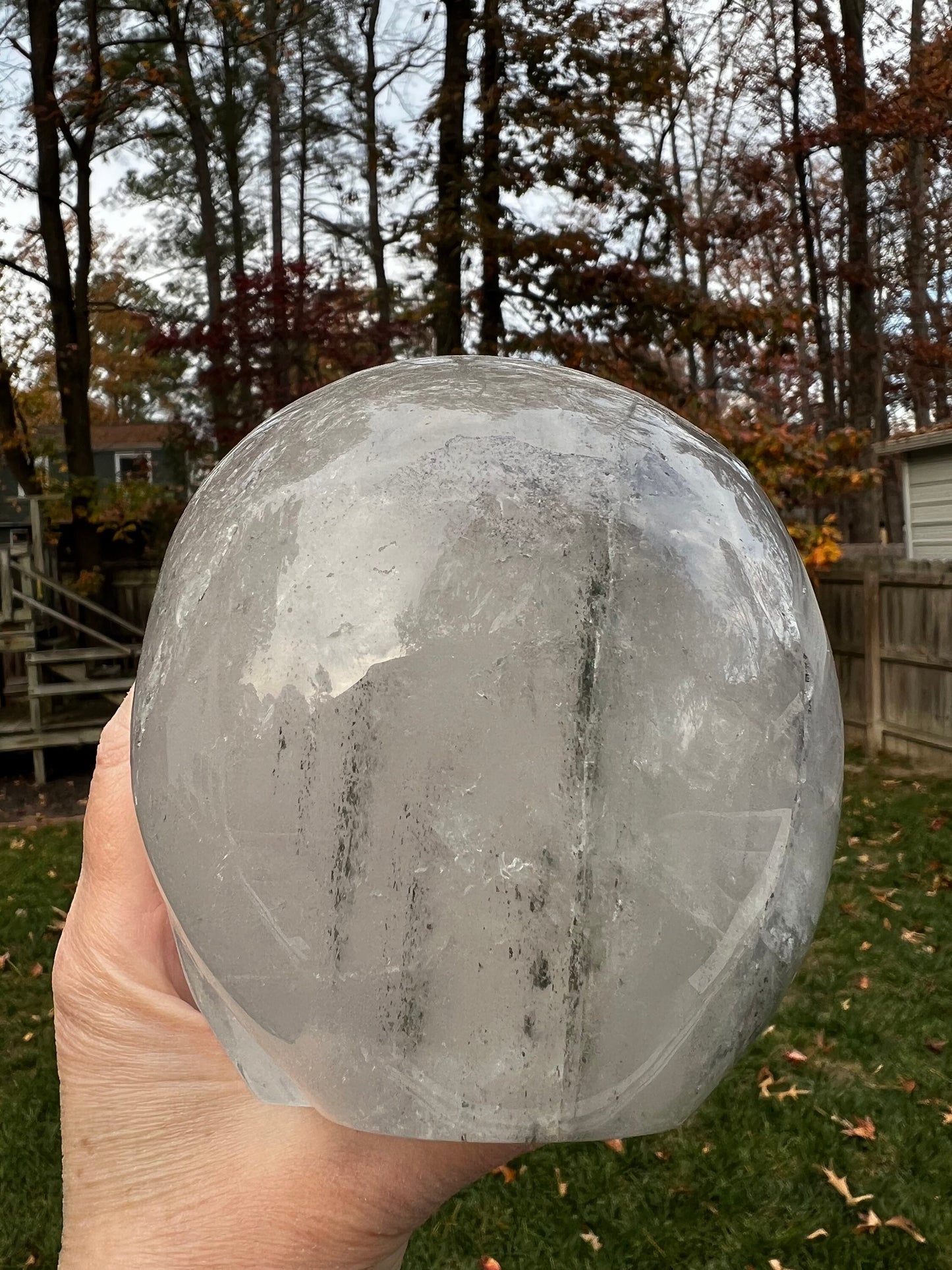 Quartz and Black Tourmaline Veined 6” Skull, 5.14.4 pounds, gift, high vibration crystal healing, altar