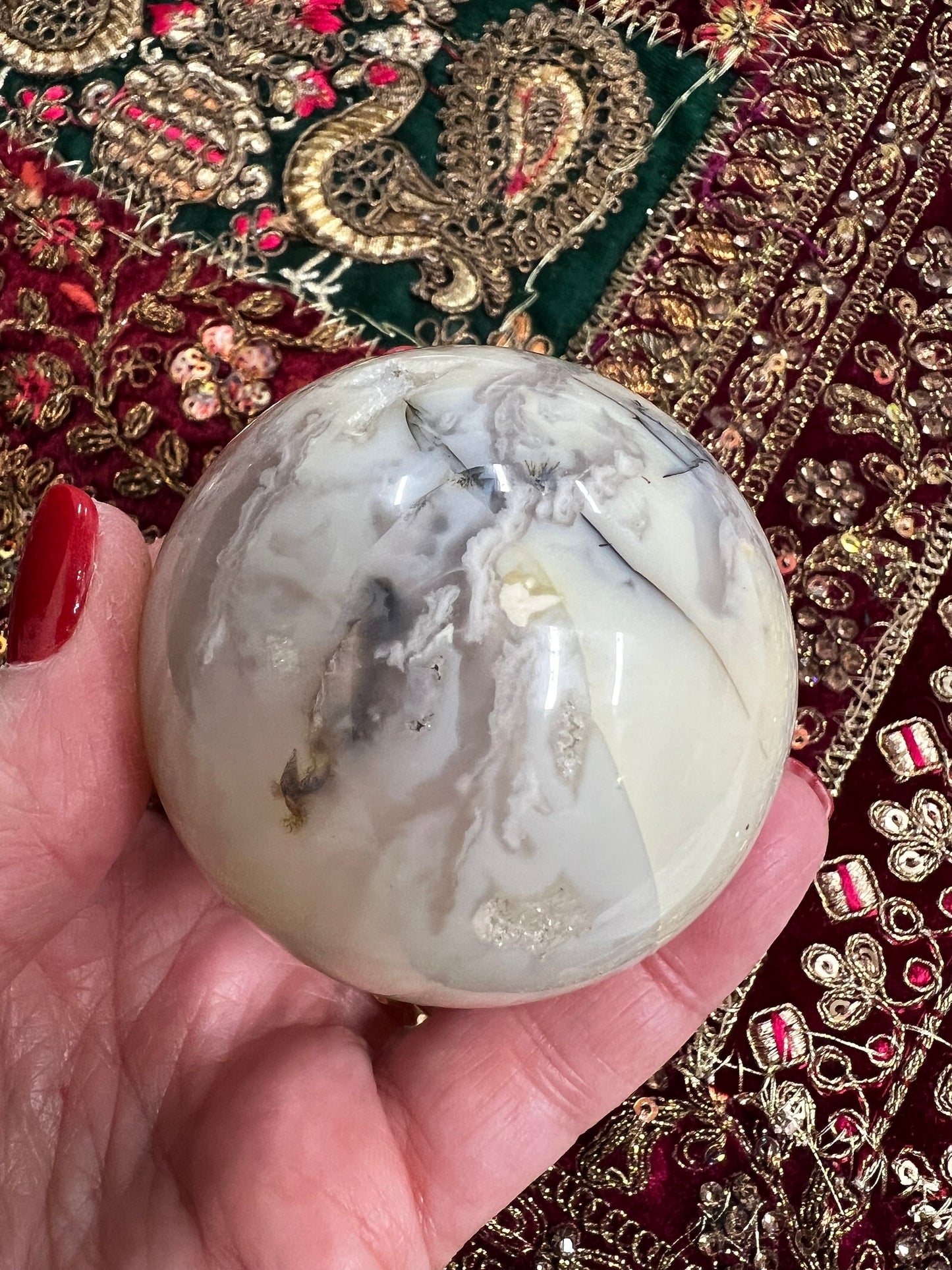 Merlinite Druzy Dendritic Agate Sphere, New, Crystal Healing, Gift, High Vibration Crystals