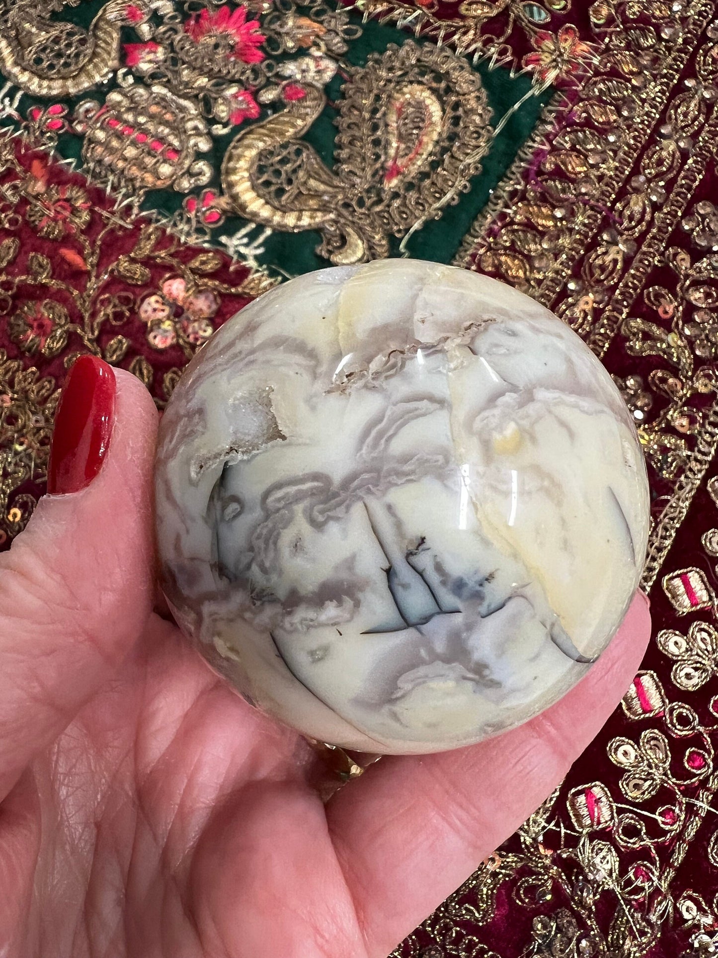 Merlinite Druzy Dendritic Agate Sphere, New, Crystal Healing, Gift, High Vibration Crystals