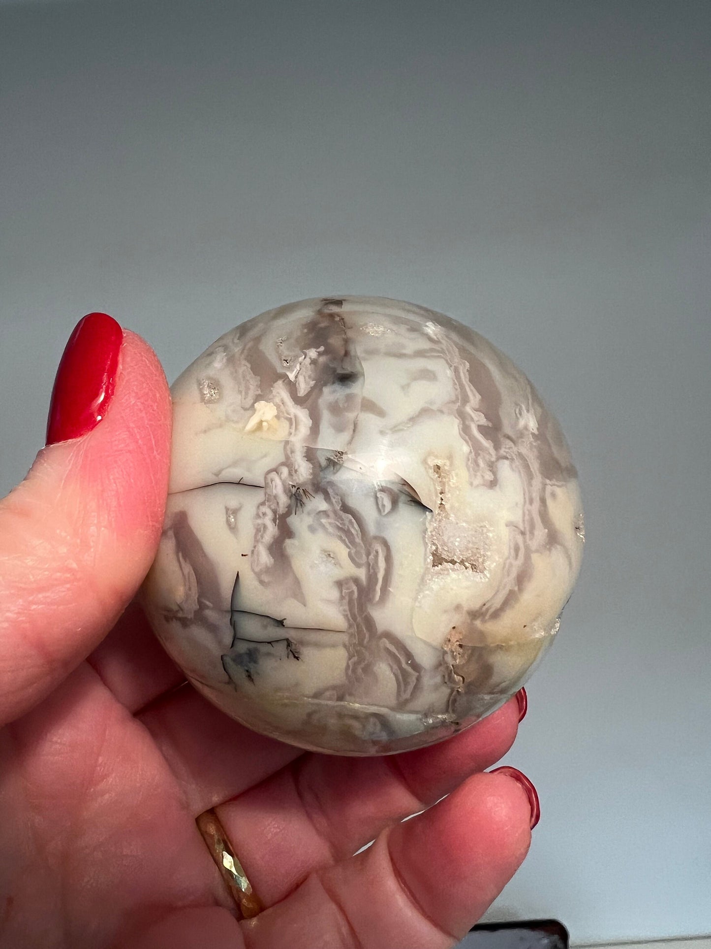 Merlinite Druzy Dendritic Agate Sphere, New, Crystal Healing, Gift, High Vibration Crystals