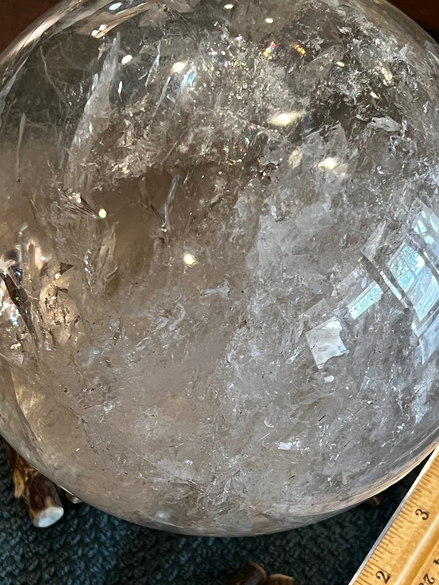 Stargate Lemurian Quartz Sphere Statement Piece, 21.8”, 16.8 lbs, New, rainbows, high vibration crystals, gifts, 7kg 492g