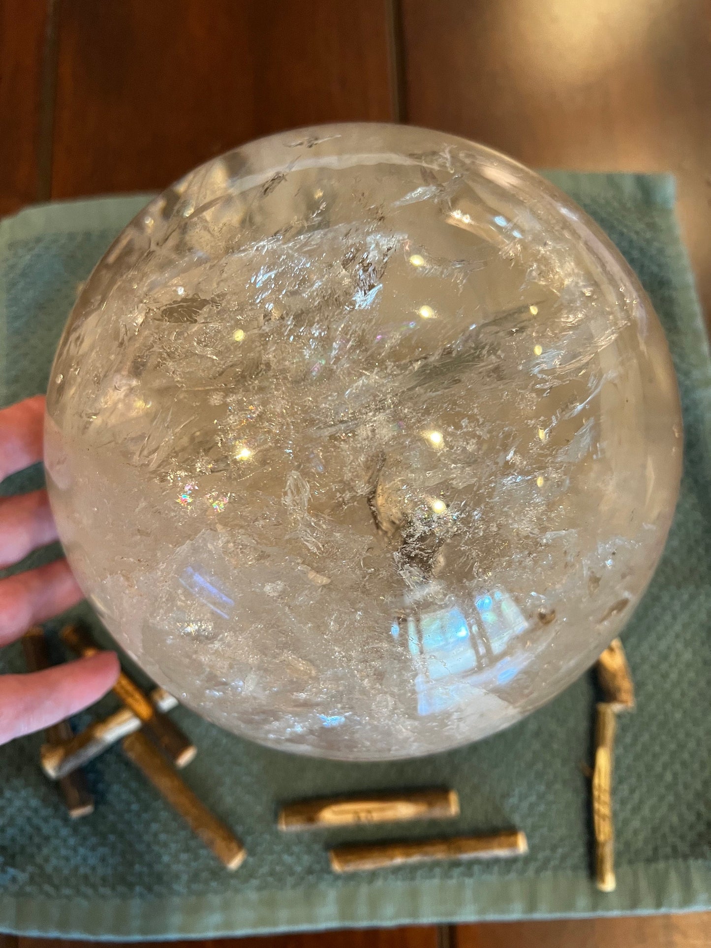 Stargate Lemurian Quartz Sphere Statement Piece, 21.8”, 16.8 lbs, New, rainbows, high vibration crystals, gifts, 7kg 492g