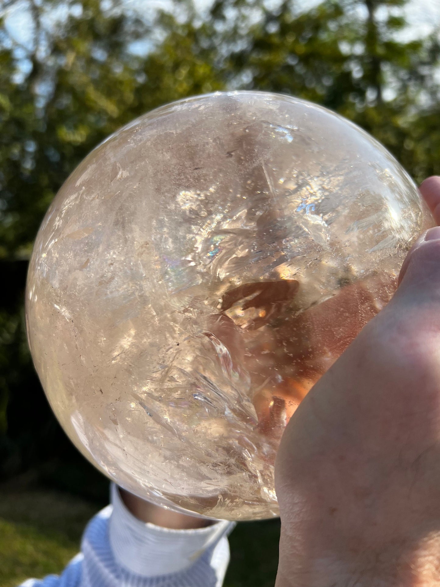 Stargate Lemurian Quartz Sphere Statement Piece, 21.8”, 16.8 lbs, New, rainbows, high vibration crystals, gifts, 7kg 492g