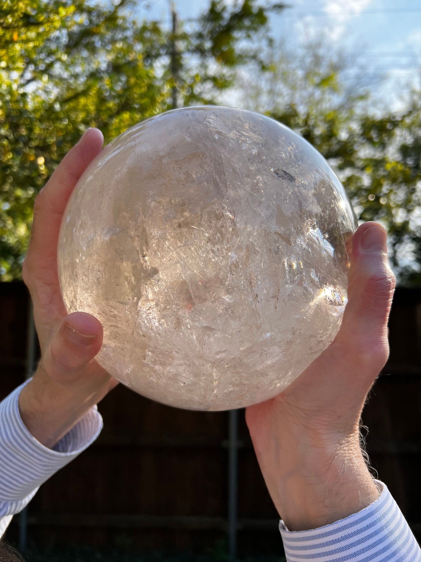Stargate Lemurian Quartz Sphere Statement Piece, 21.8”, 16.8 lbs, New, rainbows, high vibration crystals, gifts, 7kg 492g