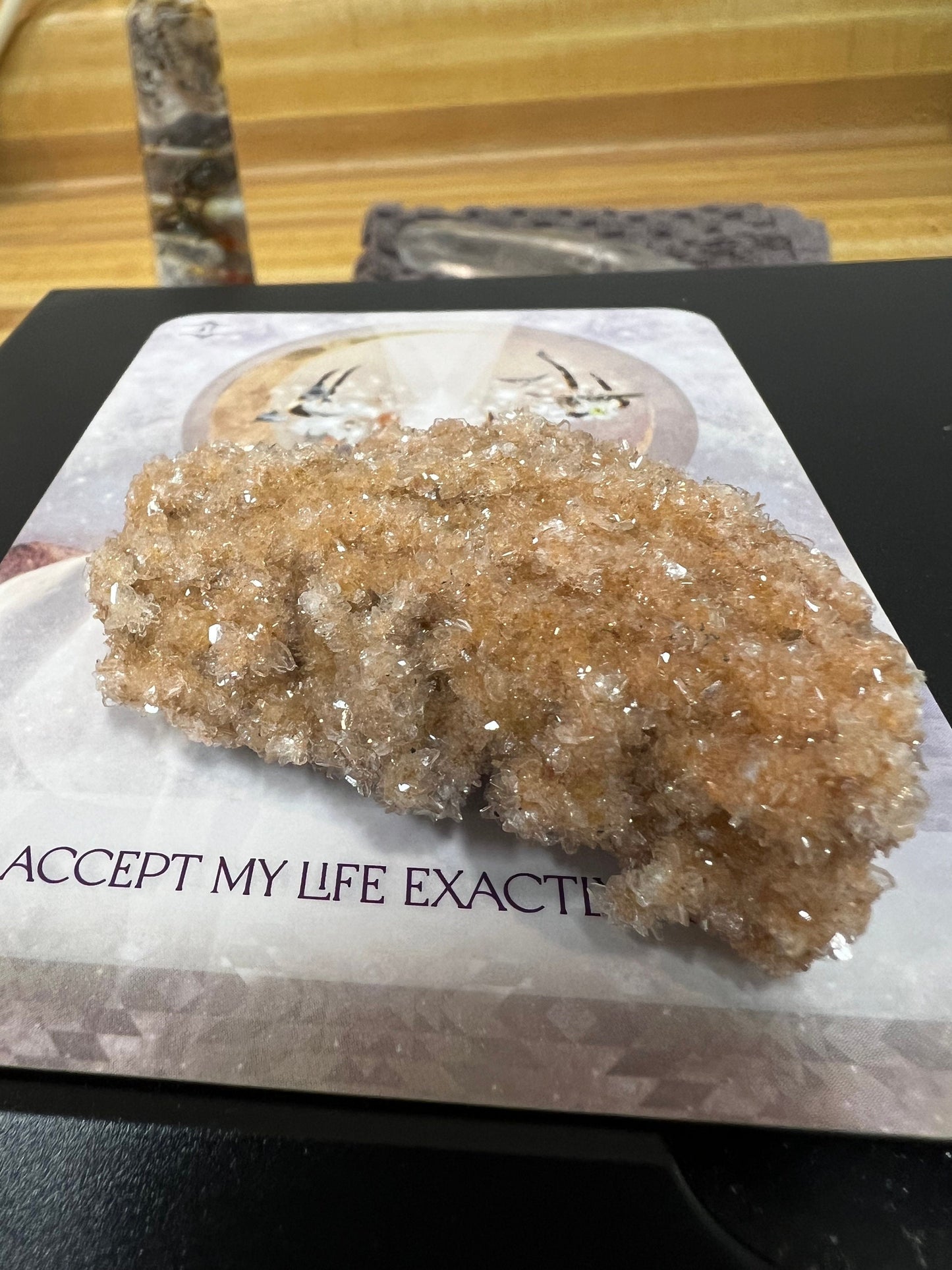 Peach Apophyllite Fairy Bed with diamond crystals, new, 2.5”, high vibration crystal, gifts, altar