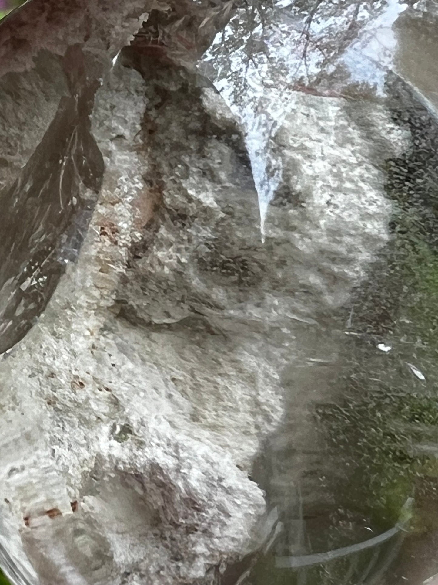 Mystical Shaman Quartz Lens with strange inclusions, new, palm stone, meditation, high vibration crystal healing, gifts