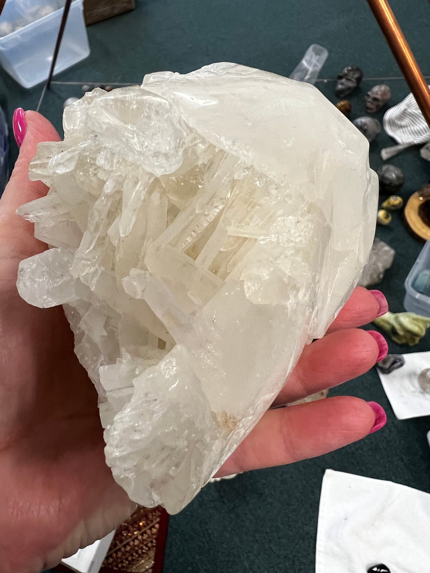 Private Collection Temple White Calcite Skull carving, high vibration crystals, altar, gifts