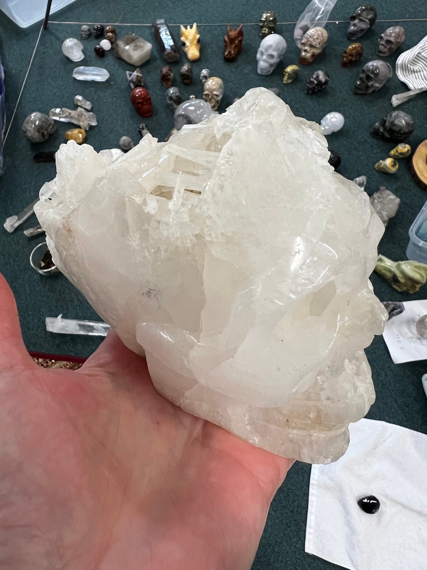 Private Collection Temple White Calcite Skull carving, high vibration crystals, altar, gifts