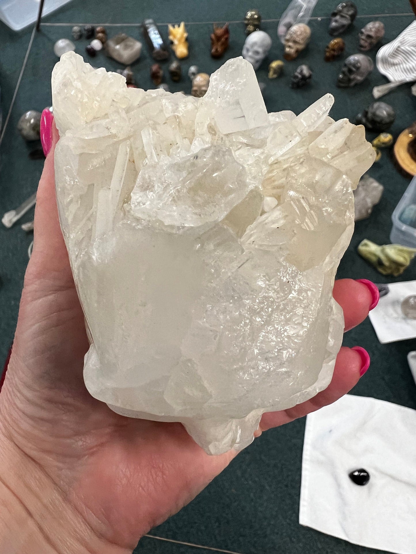 Private Collection Temple White Calcite Skull carving, high vibration crystals, altar, gifts
