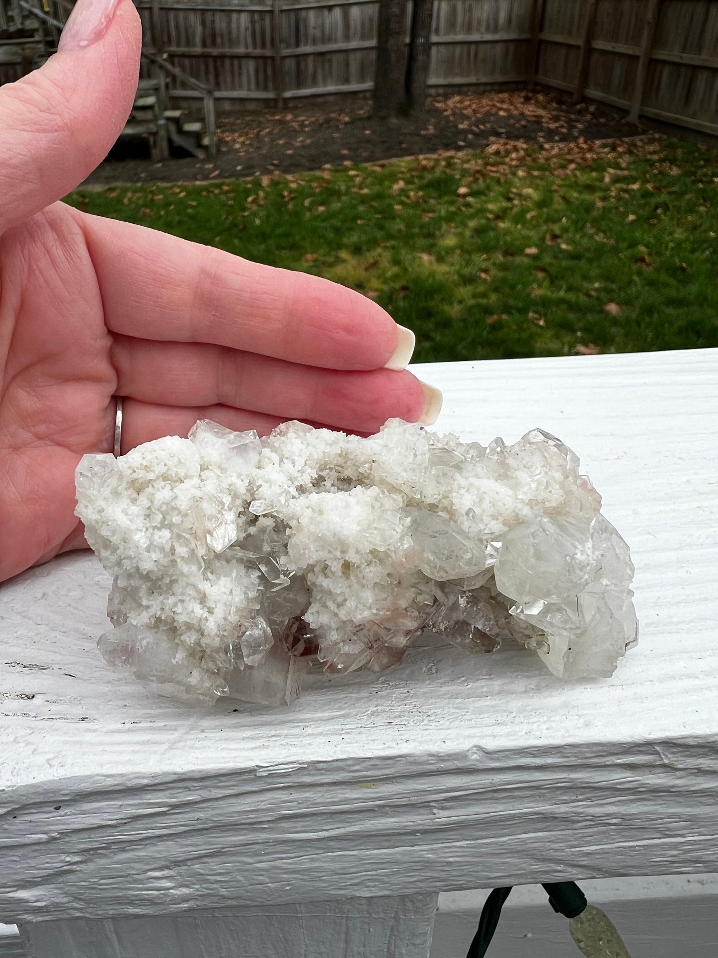 Large Apophyllite Fairy Bed with points like diamonds, new, stalactite eyes, high vibration crystals, gifts, altar, 3.5x1.75”