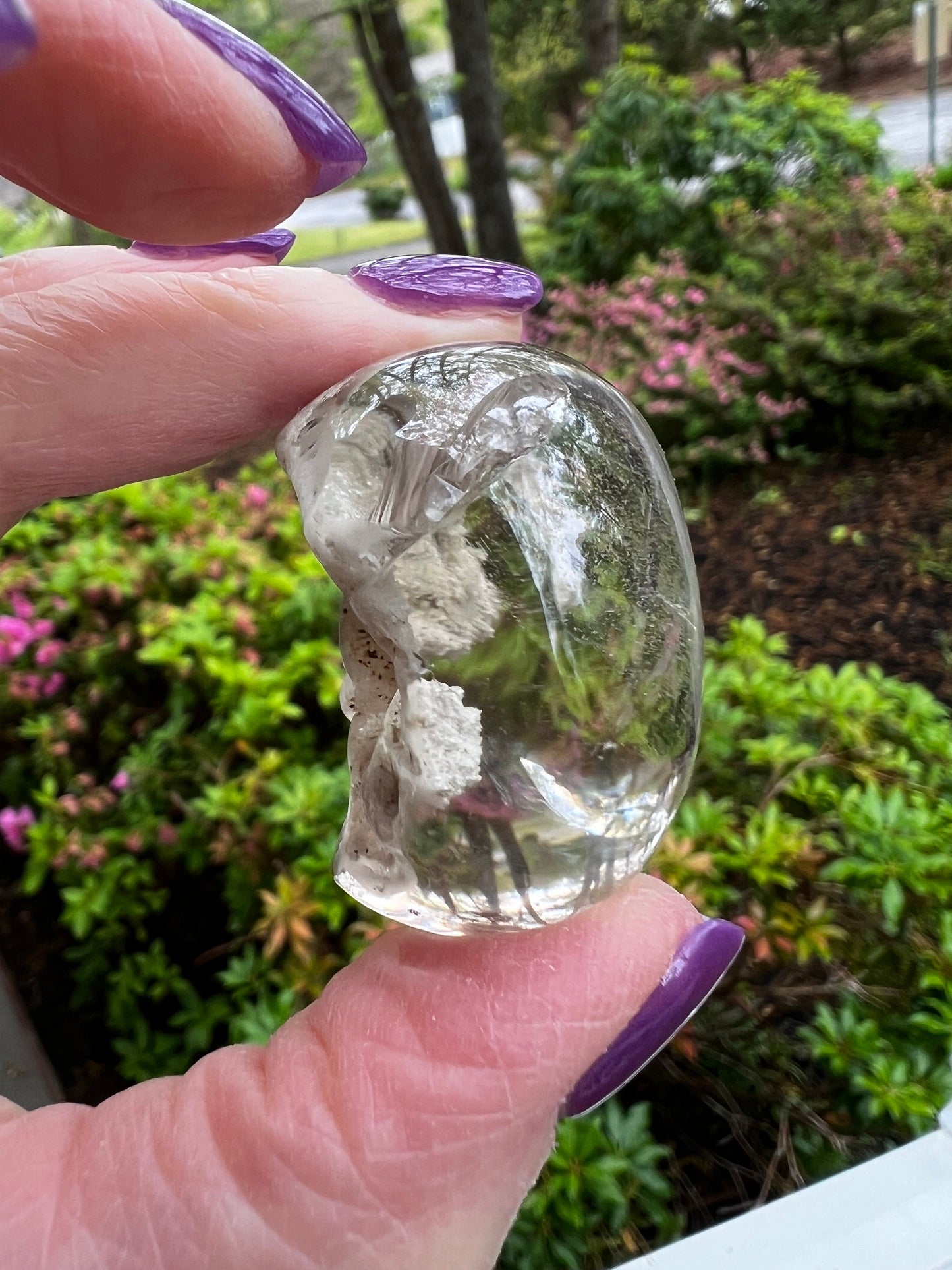 Mystical Shaman Quartz Lens with strange inclusions, new, palm stone, meditation, high vibration crystal healing, gifts