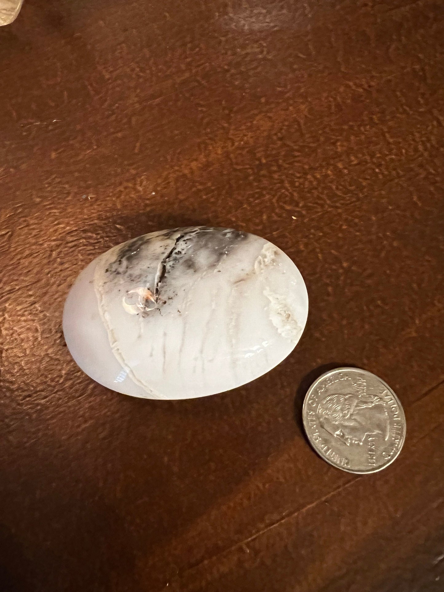 Merlinite Dendritic Druzy Agate Polished palm, 2.4”, meditation, gifts
