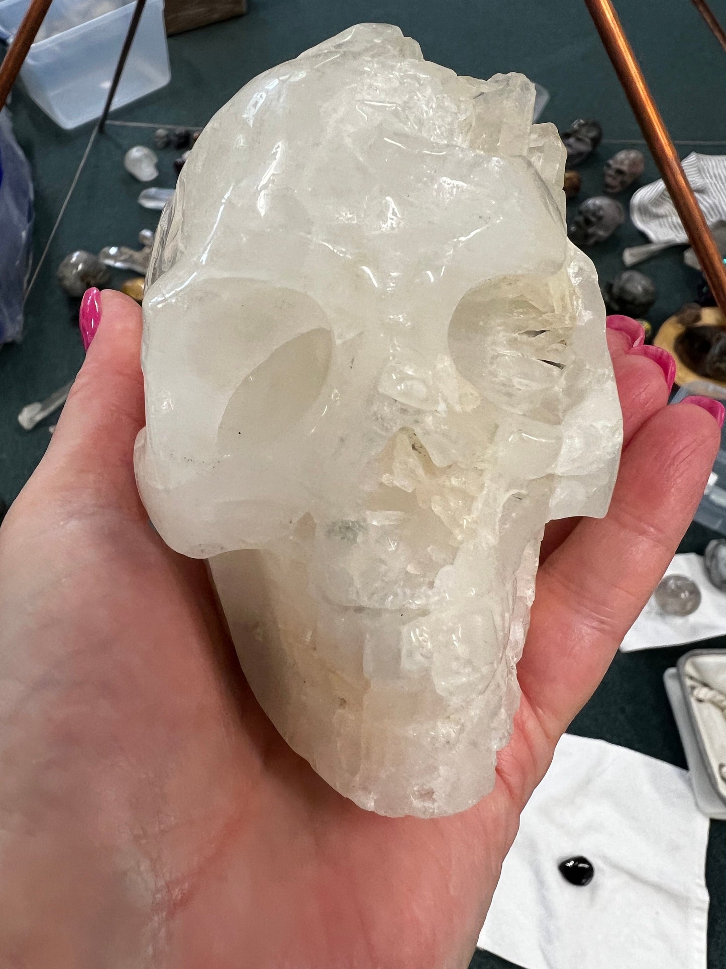 Private Collection Temple White Calcite Skull carving, high vibration crystals, altar, gifts