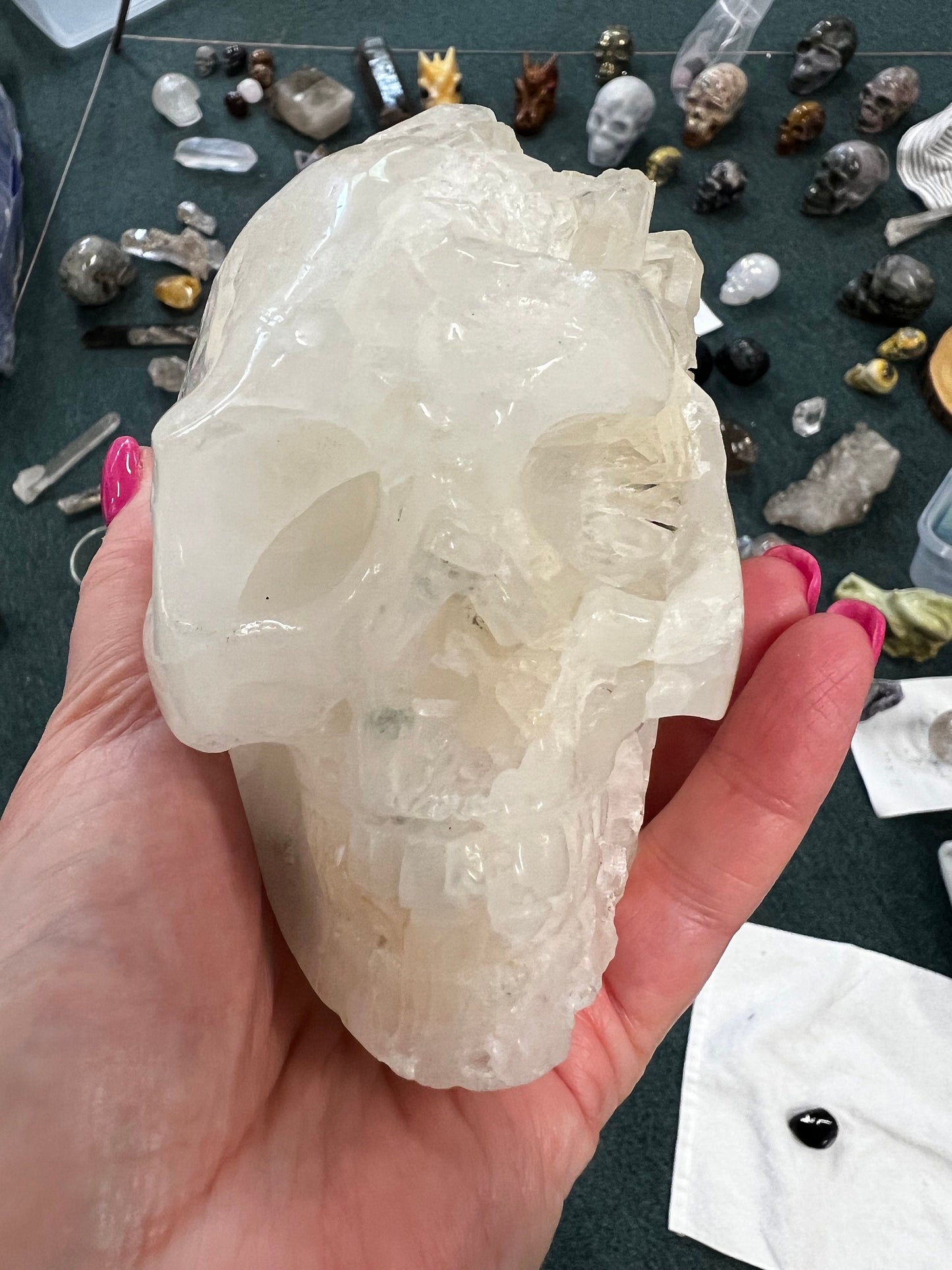 Private Collection Temple White Calcite Skull carving, high vibration crystals, altar, gifts