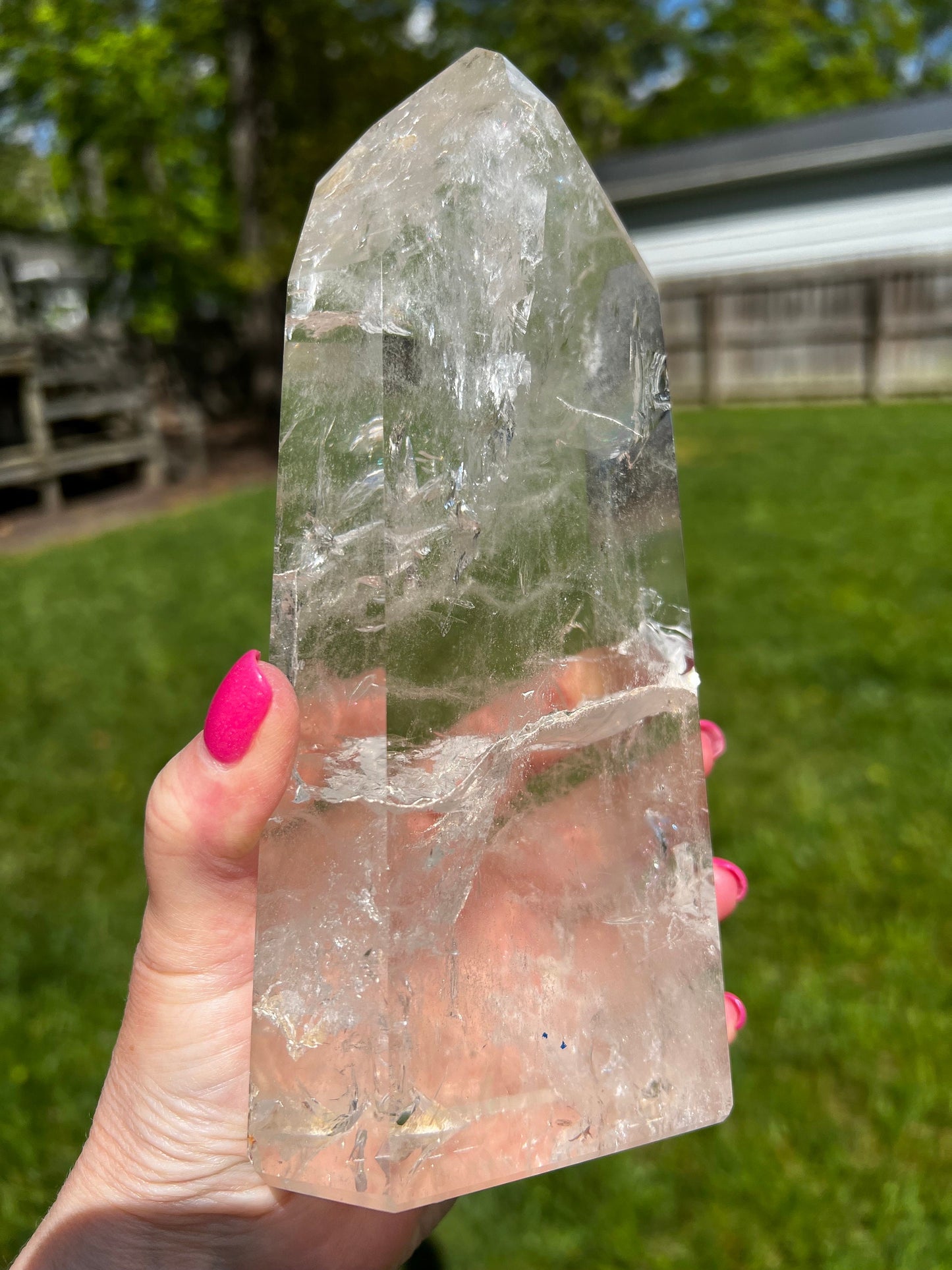 Lemurian Quartz Tower Museum Quality, new, rainbows, fine Lemurian healing, magick crystal, 3.11.8 lbs