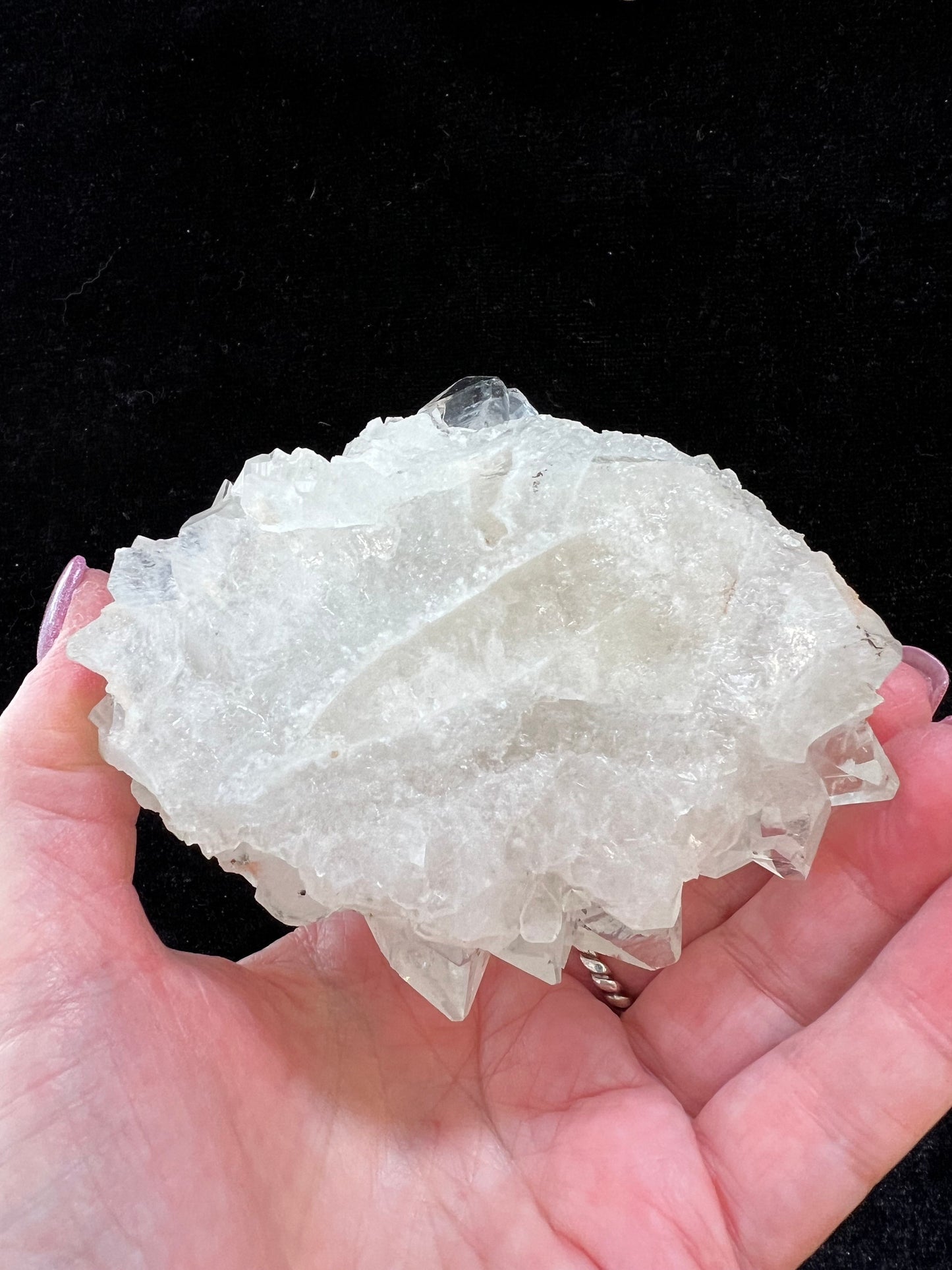 Large Apophyllite Fairy Rosette Bed with points like diamonds, new, high vibration crystals, gifts, altar, 4”