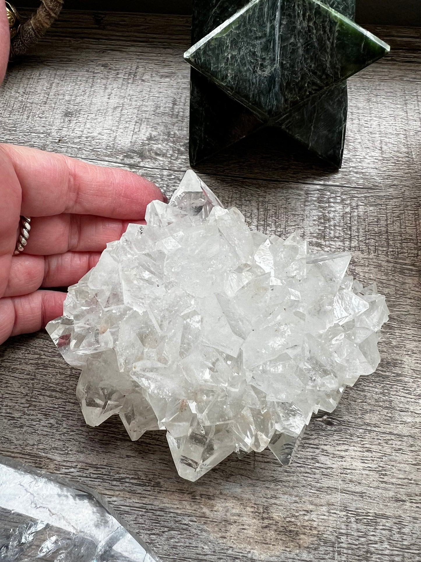 Large Apophyllite Fairy Rosette Bed with points like diamonds, new, high vibration crystals, gifts, altar, 4”