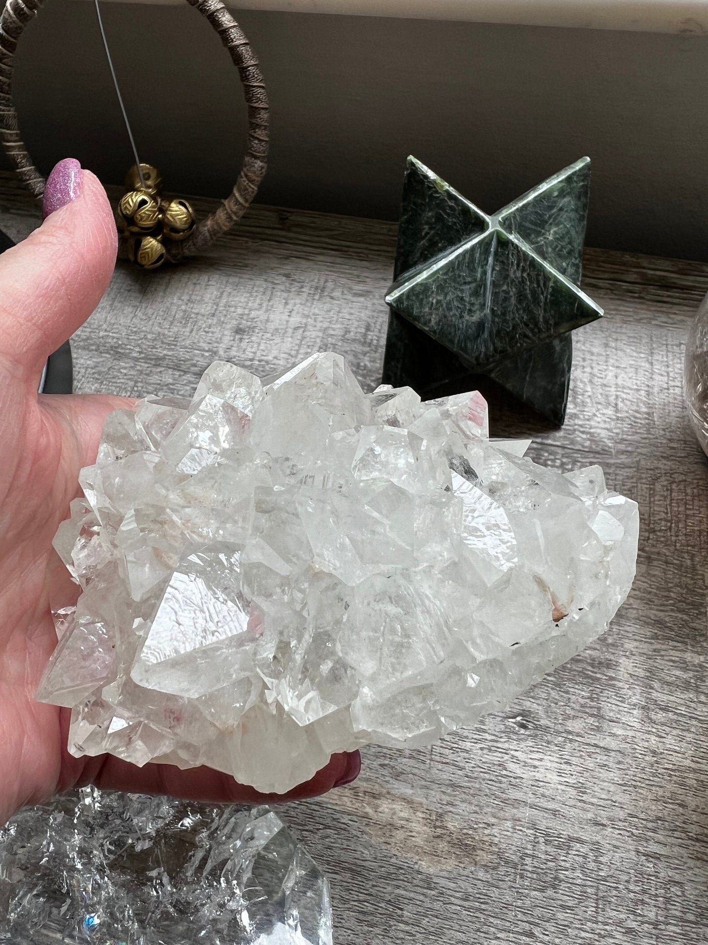 Large Apophyllite Fairy Rosette Bed with points like diamonds, new, high vibration crystals, gifts, altar, 4”