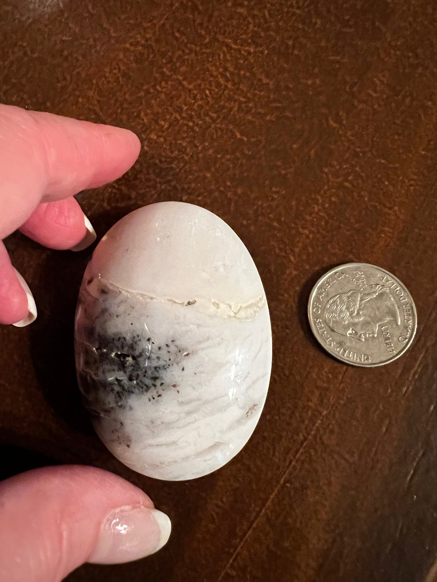 Merlinite Dendritic Druzy Agate Polished palm, 2.4”, meditation, gifts