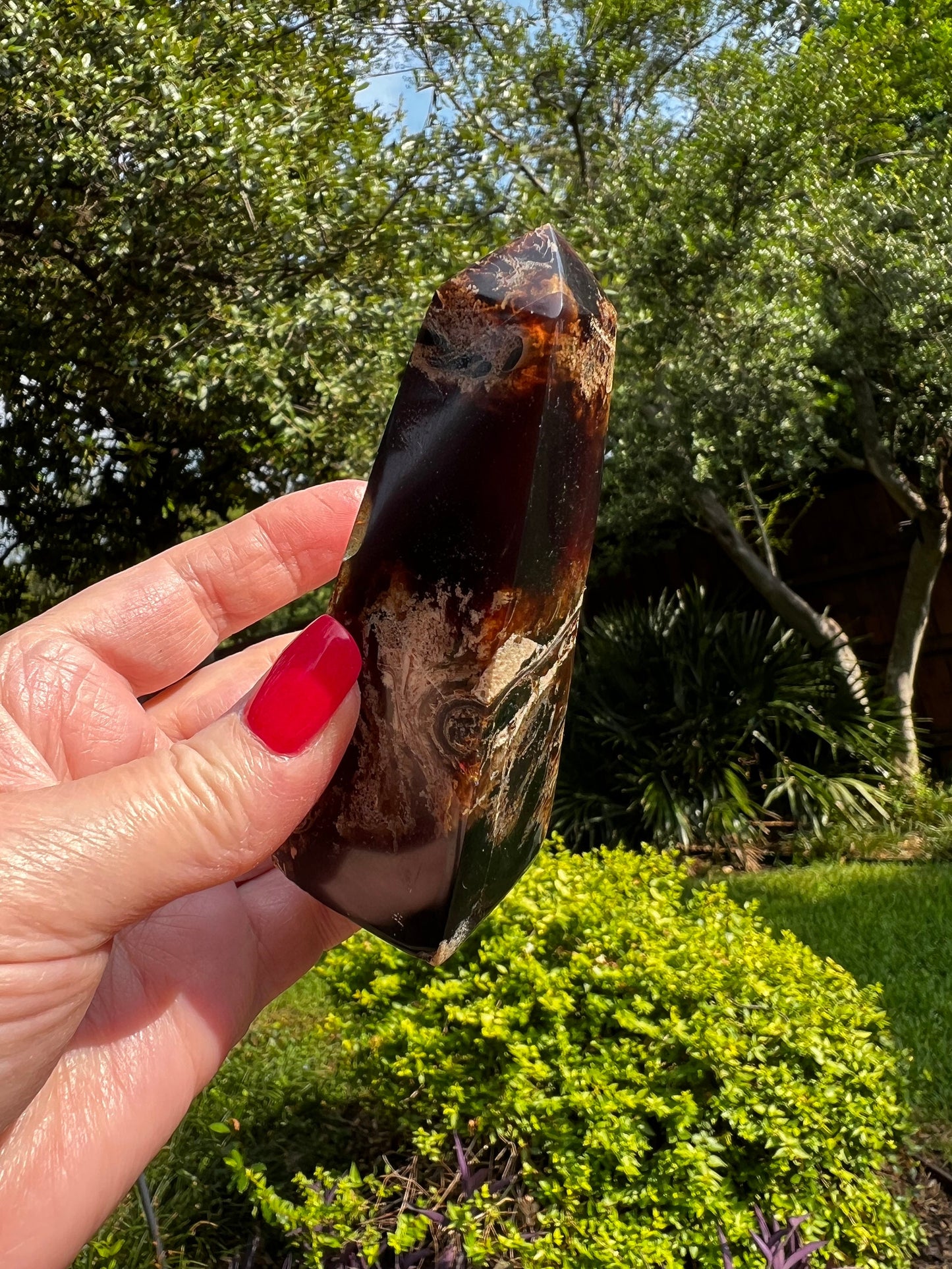 Polished authentic amber tower, altar, gift, high vibration crystals, natural, crystal healing, 4”