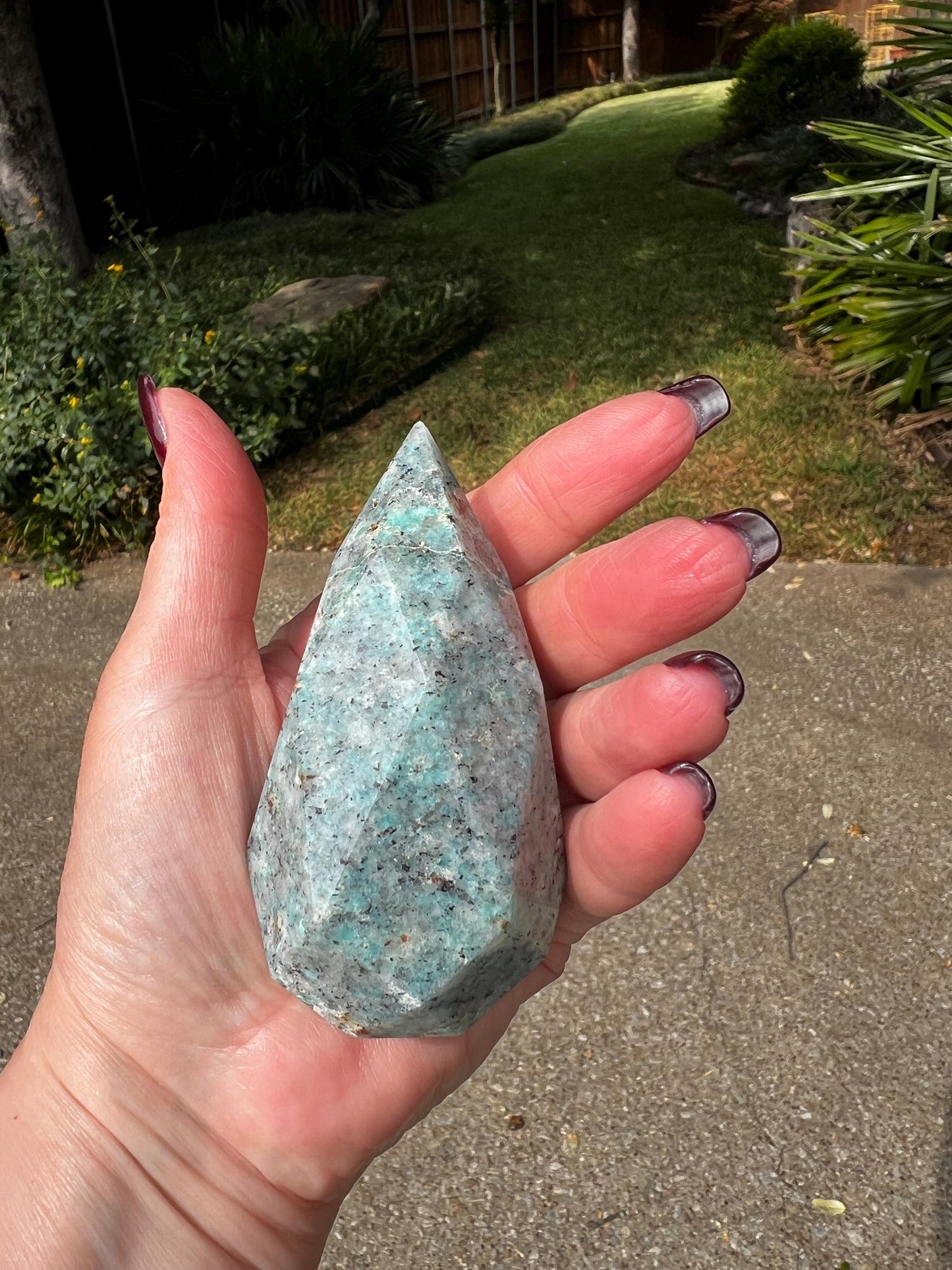 Stunning Amazonite Diamond Flame, 3.5”, altar, crystals, high vibration crystals, statement piece, rare