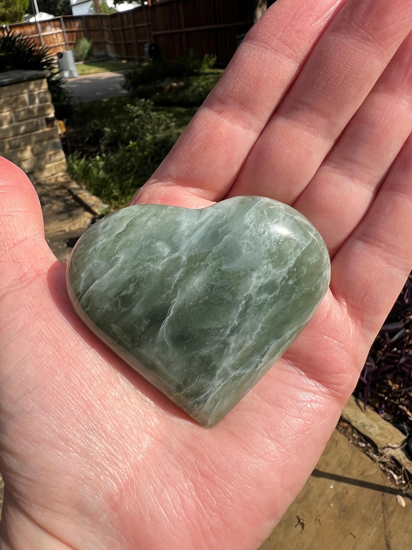 Grape Jade Heart Palm Stone, New, 2.5”, Crystal healing, gift, high vibration crystals