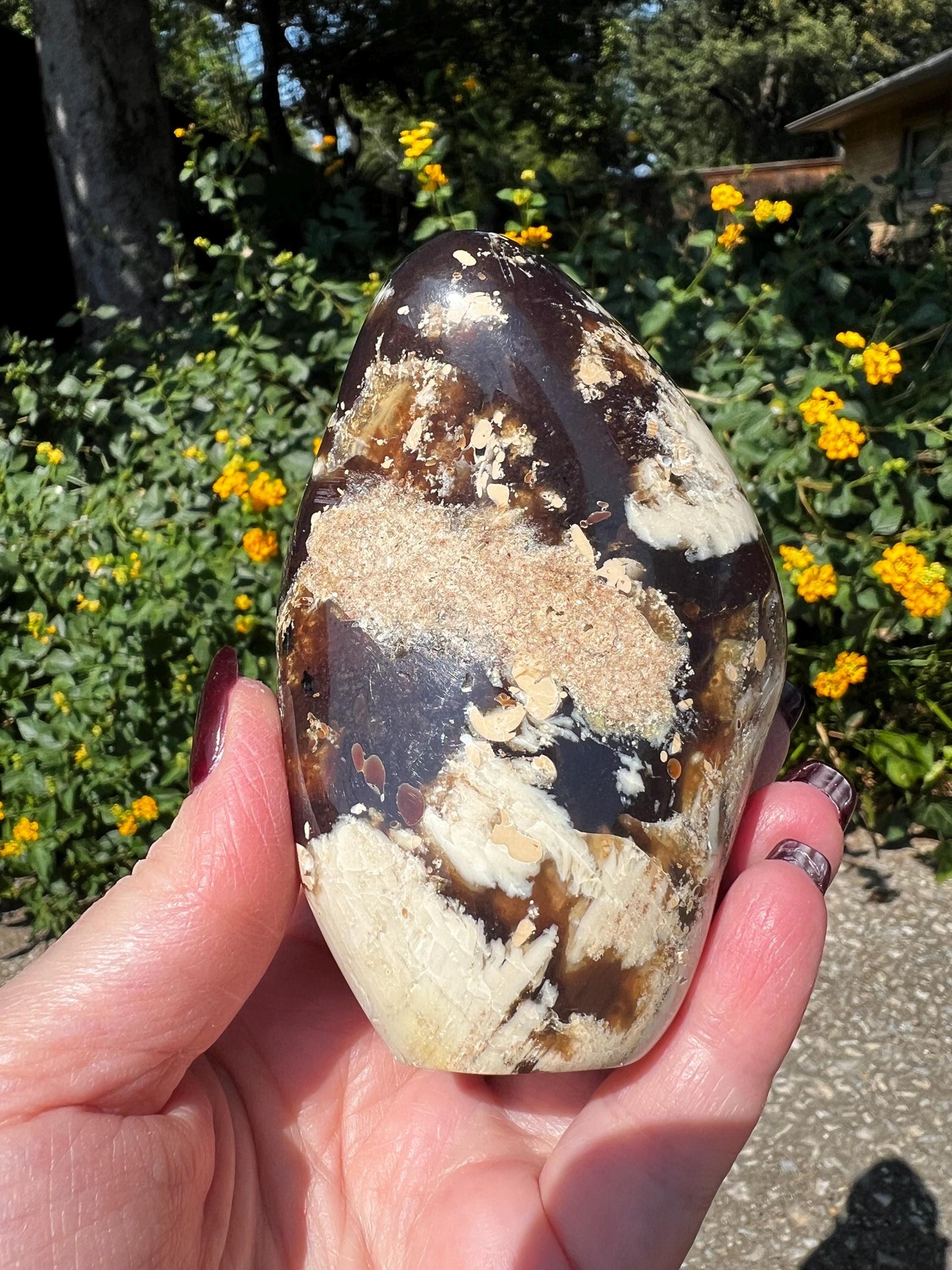 Large amber polished chunk, New, altar, gift, high vibration crystals, natural, crystal healing, 4”