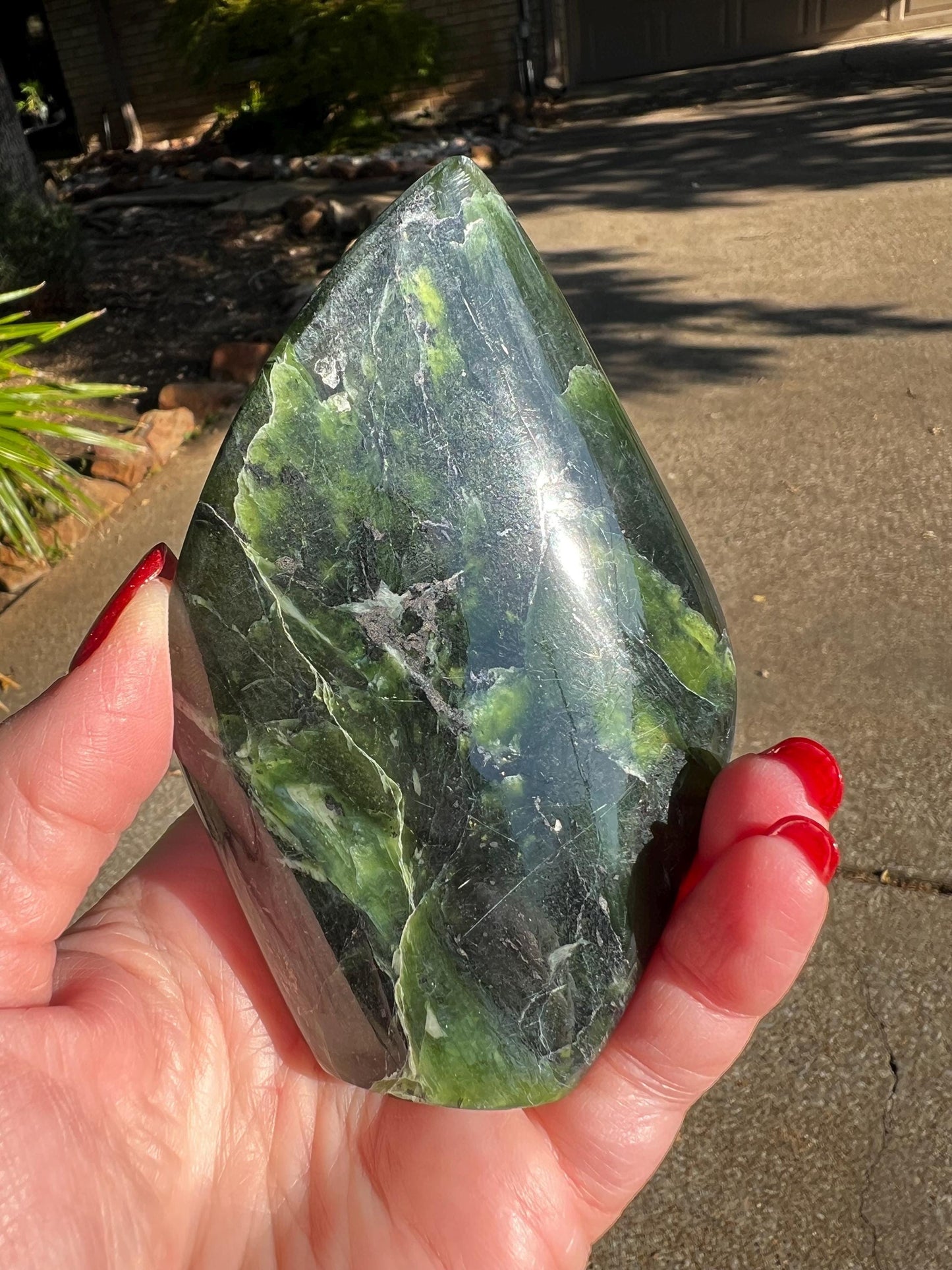 New Serpentine Polished Flame, 4.25”, New, Crystal Healing, Gift, Altar, High Vibration Crystals