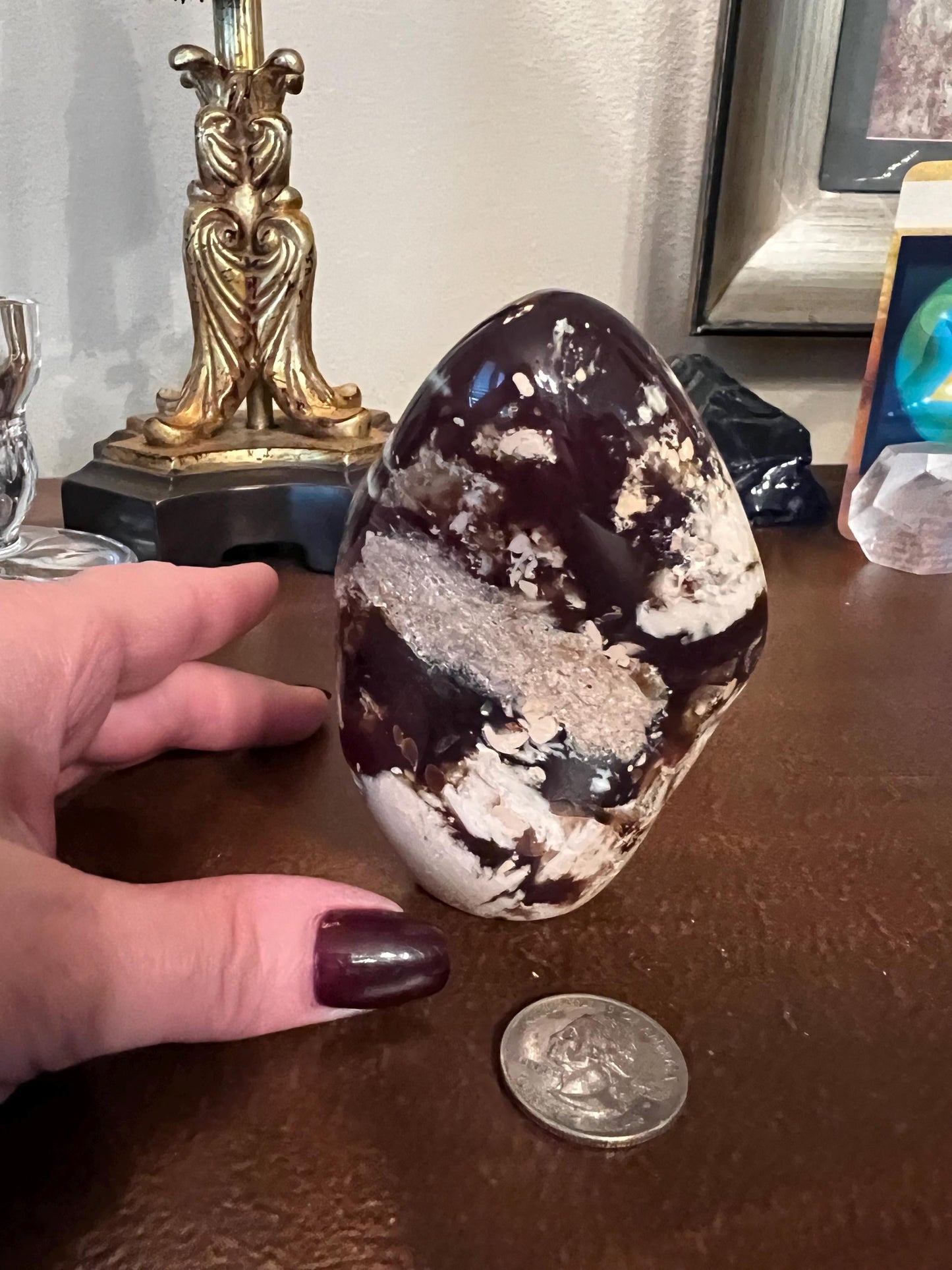 Large amber polished chunk, New, altar, gift, high vibration crystals, natural, crystal healing, 4”