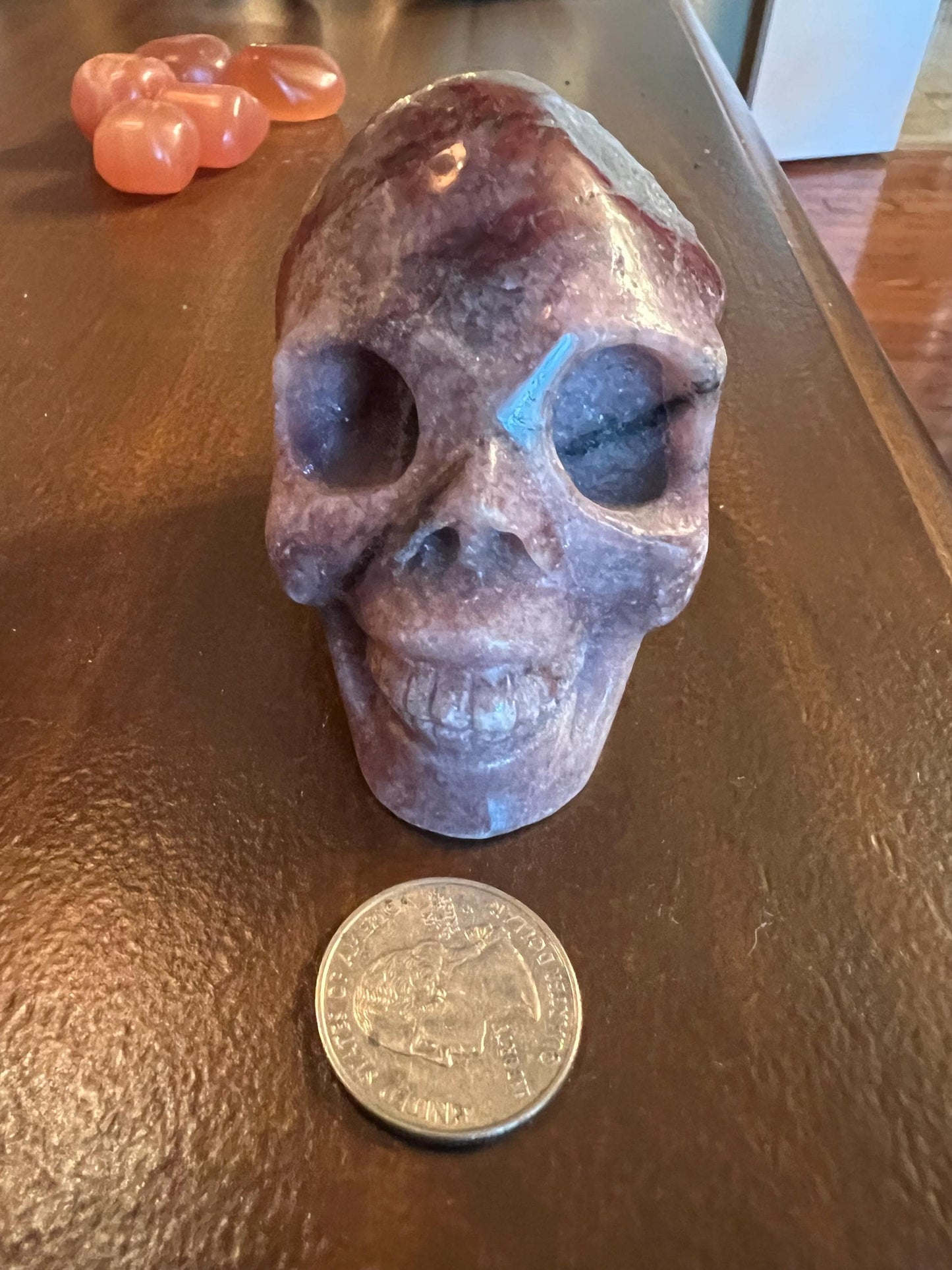Rhodonite or Peach Blossum Skull, 3”, crystal healing, high vibration crystals, premium