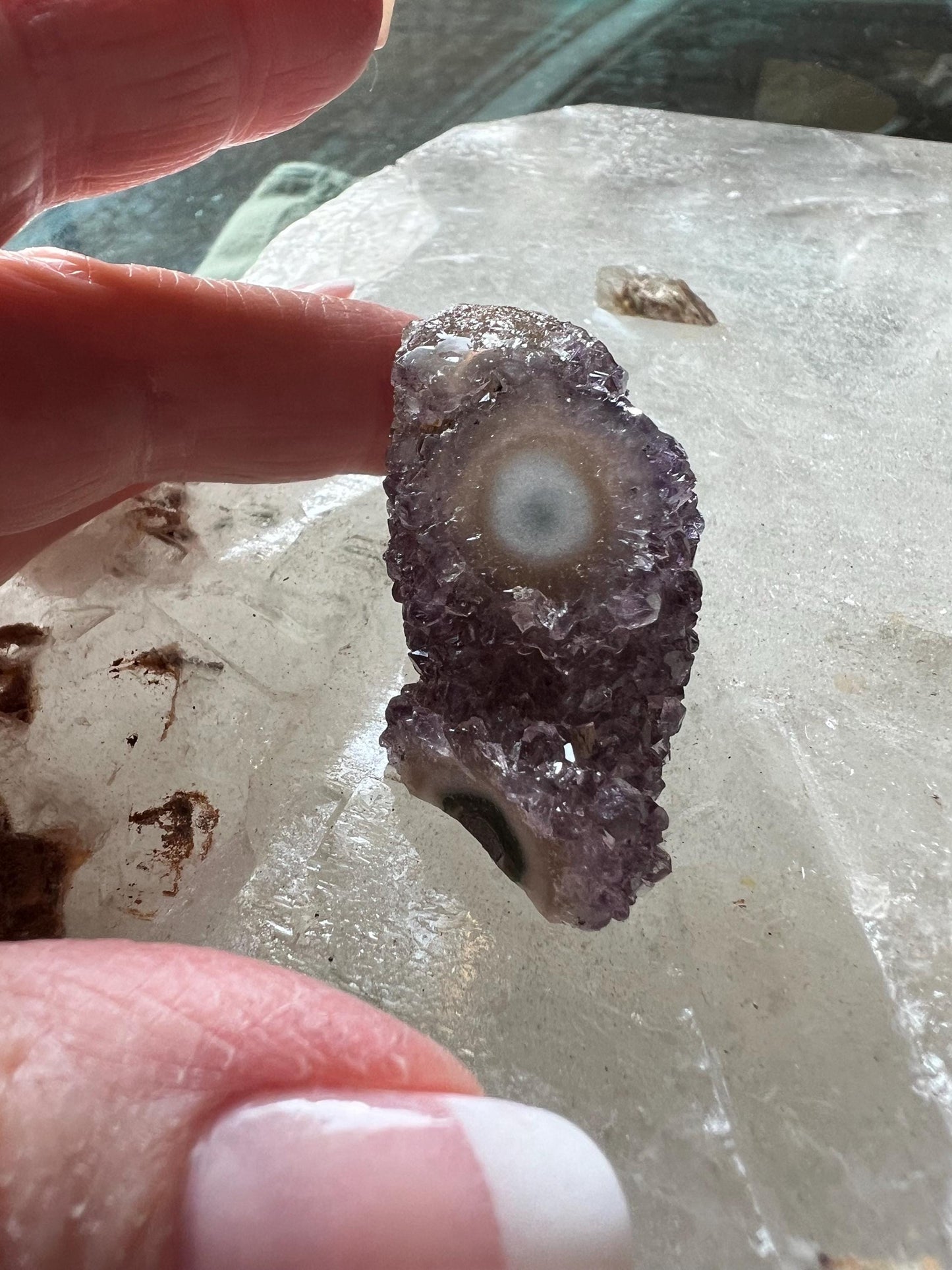 Cute Galaxy Stalactite Eye Amethyst Bed, 1.6”, altar, gift, crystals, high vibration crystals