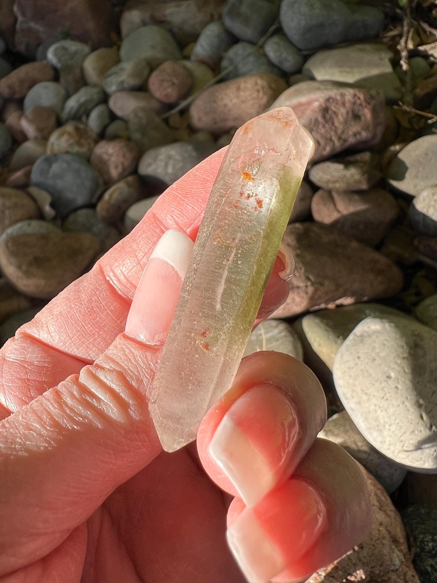 Strawberry Pink Mint Lemurian wand, new, high quality, striations, crystal healing, 2.26”, premium