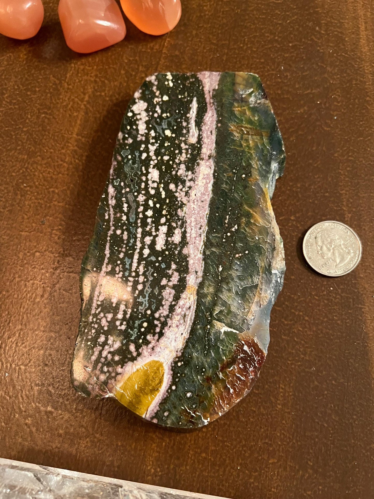 Premium Ocean Jasper Plate slab, 5.75”, beautifully premium for altars, gifts, crystal healing, high vibration crystals