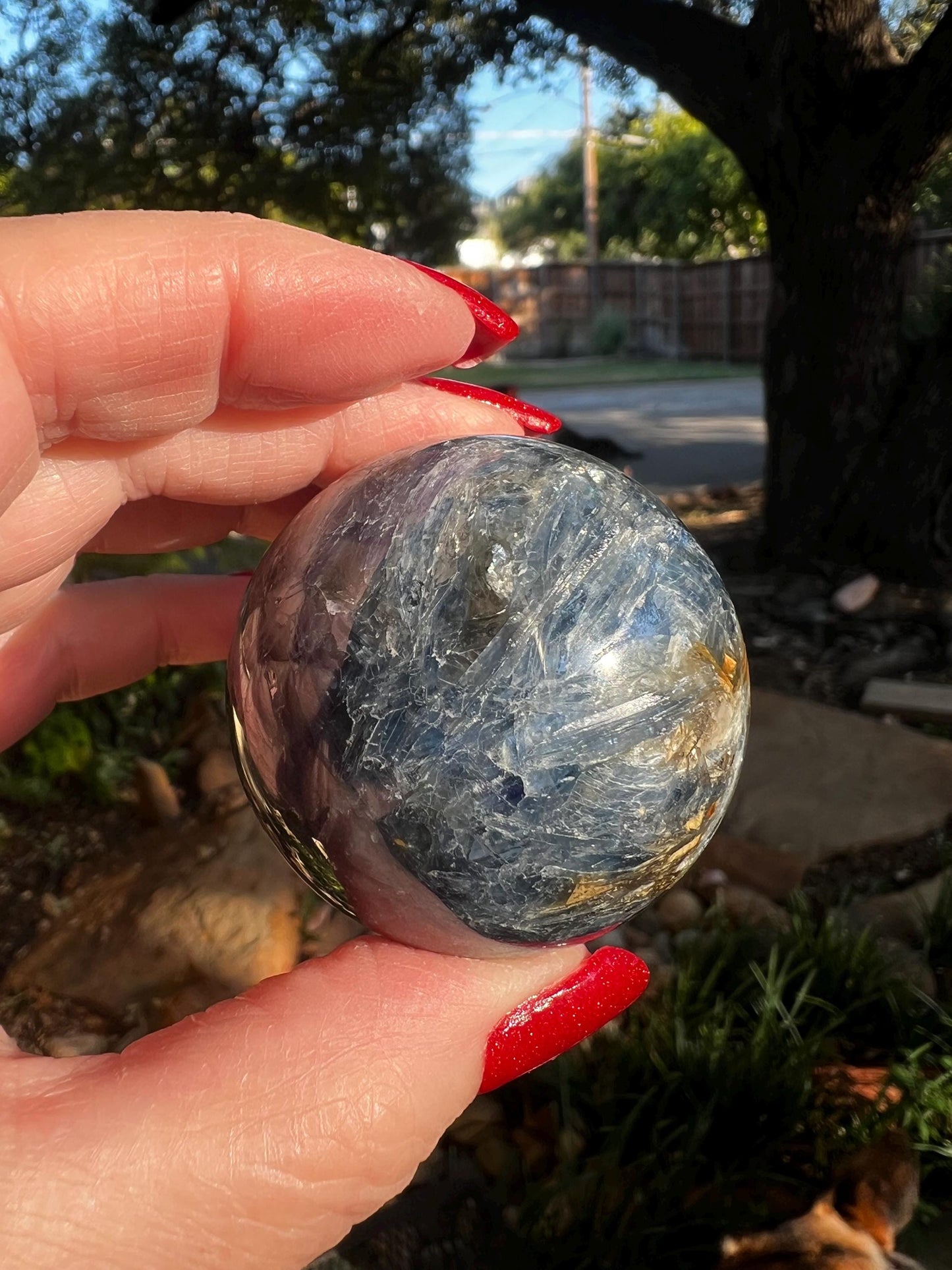 Premium Blue Kyanite Sphere, 6” around, new, gorgeous high vibration crystals