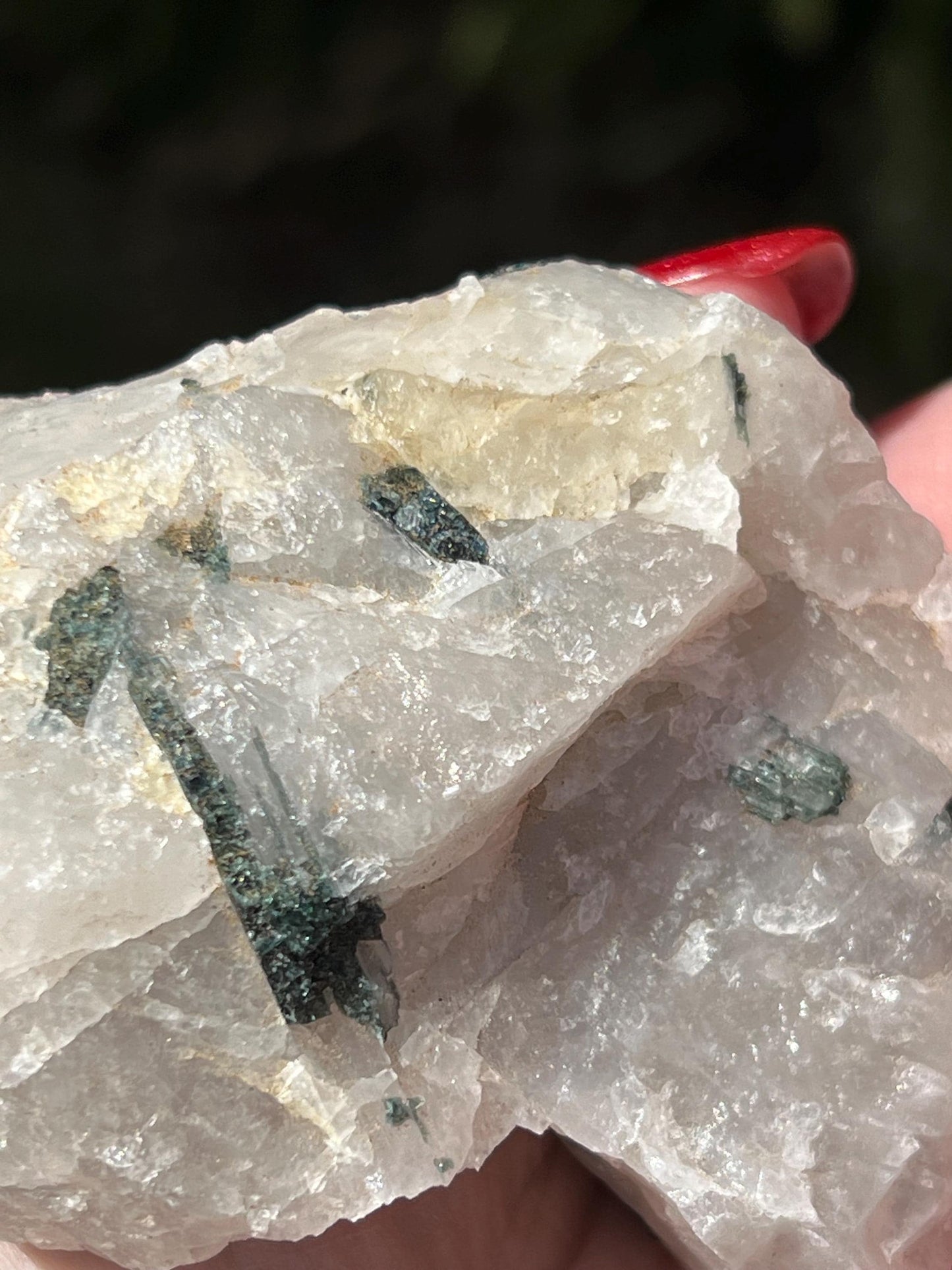 Perfect Green Tourmalines in Quartz with inner rods, stunning raw altar piece, high vibration crystals, 3.5”