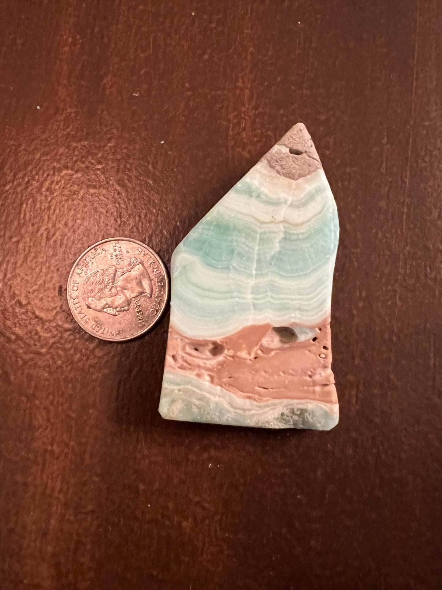 Blue Aragonite Slice Plate, New, Freeform Beauty, Crystal Healing, High Vibration Crystals, 2.8”