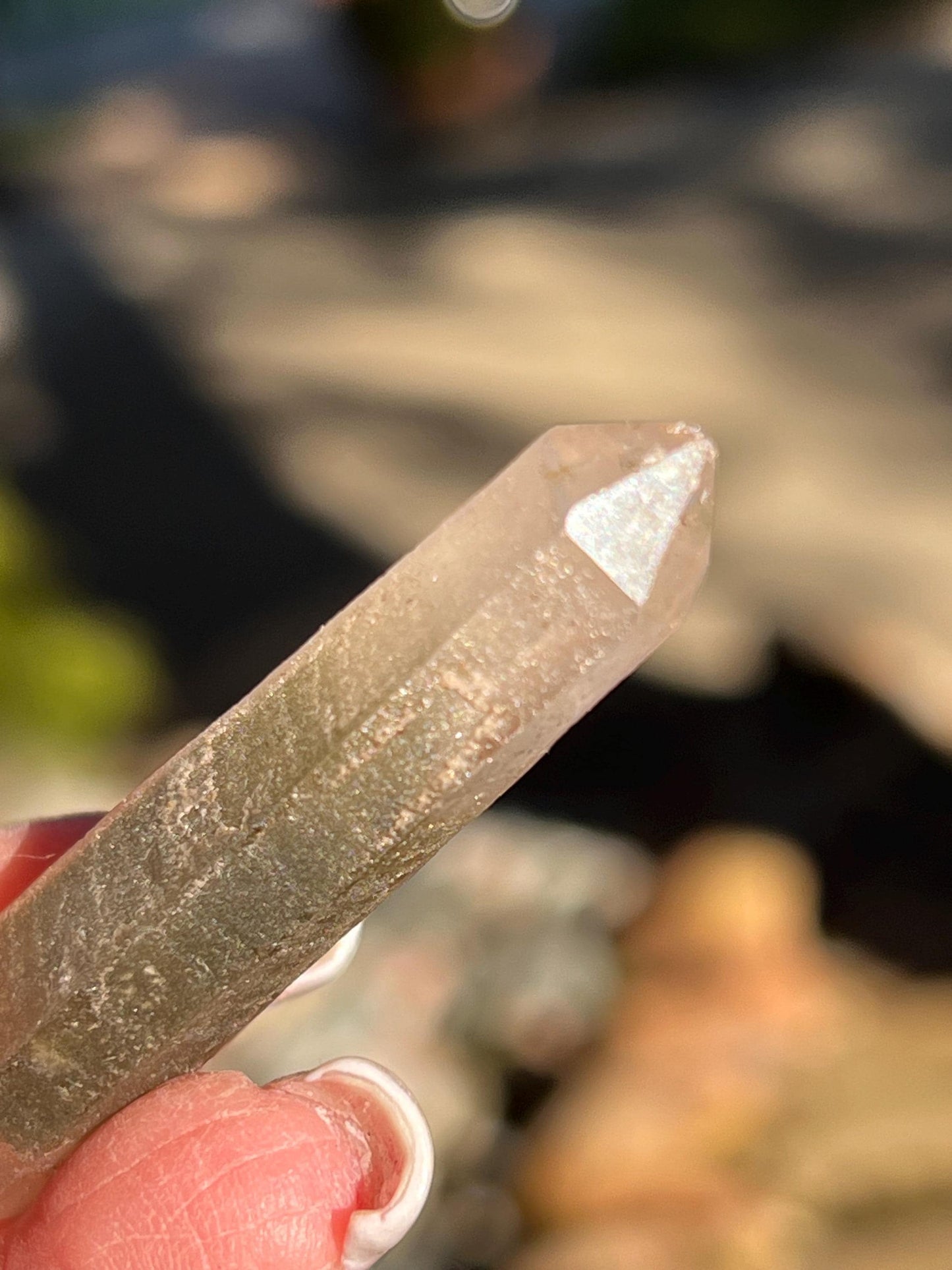 Strawberry Pink Mint Lemurian wand, new, high quality, striations, crystal healing, 2.26”, premium