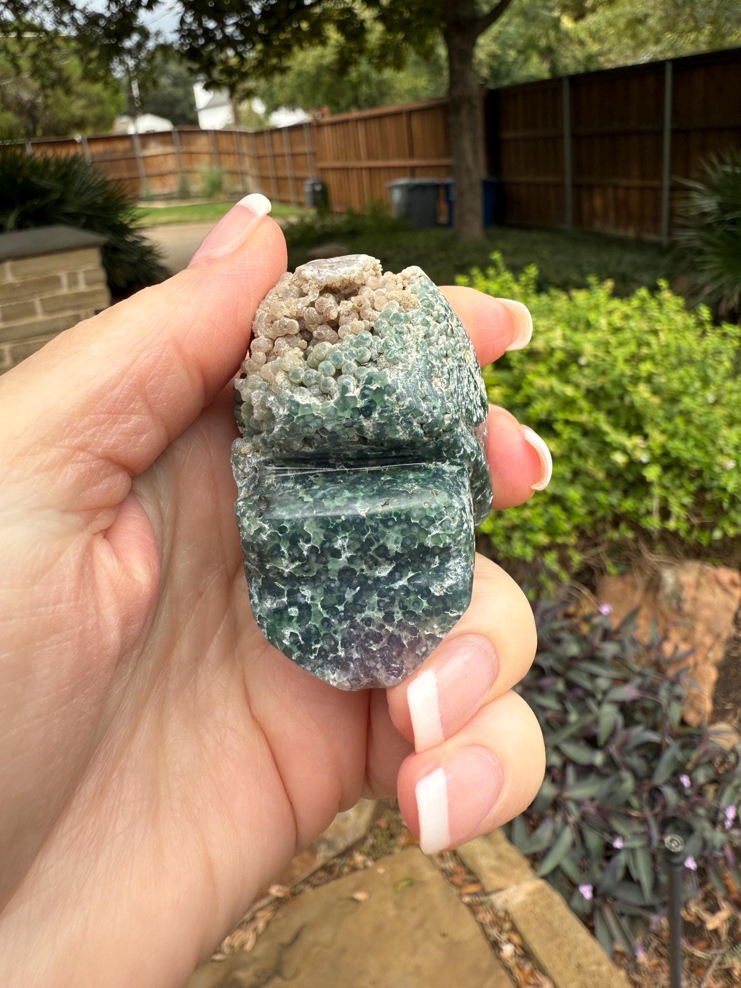 Grape Agate skull, 2”, 4.6 ounces, new, gift, altar, crystals, high vibration crystals, statement piece, rare