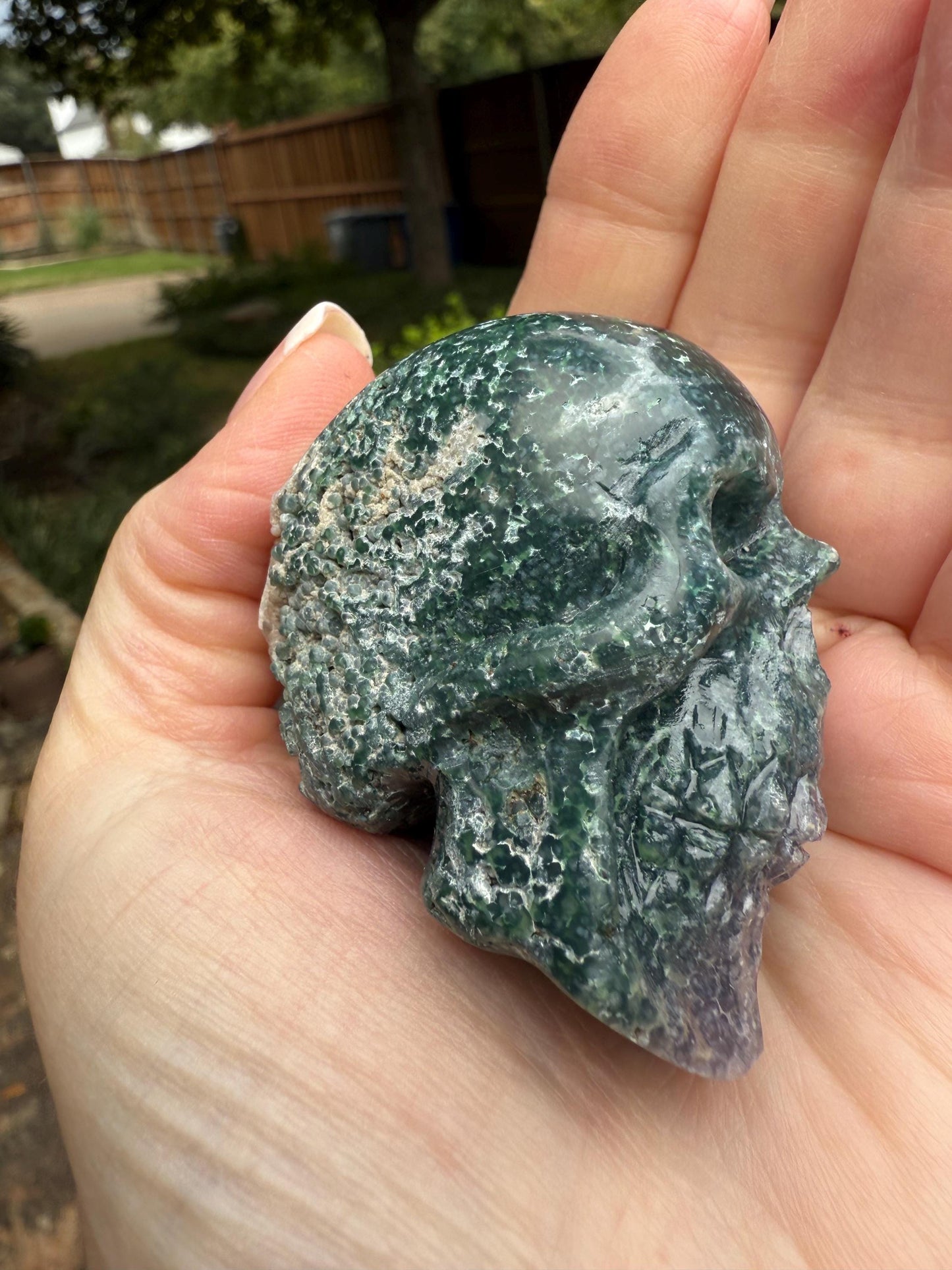 Grape Agate skull, 2”, 4.6 ounces, new, gift, altar, crystals, high vibration crystals, statement piece, rare
