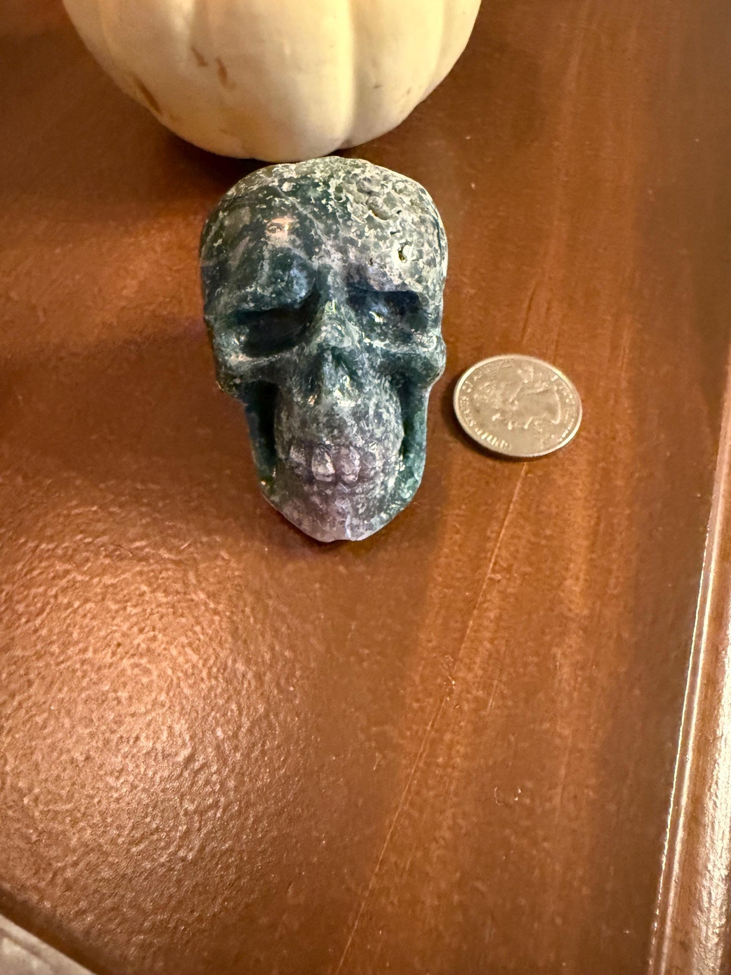 Grape Agate skull, 2”, 4.6 ounces, new, gift, altar, crystals, high vibration crystals, statement piece, rare