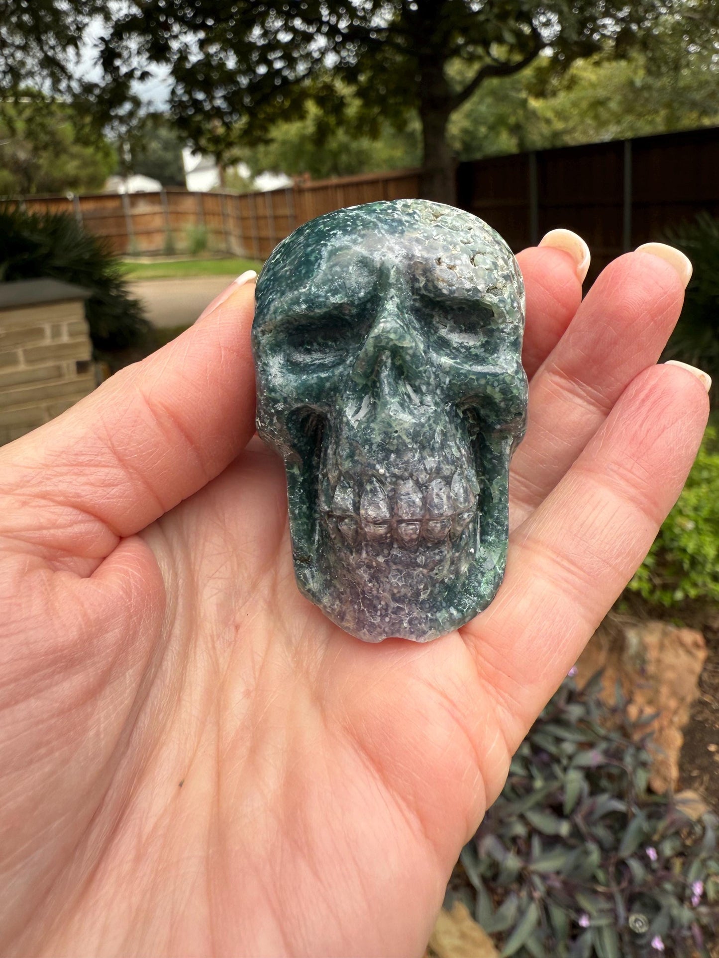 Grape Agate skull, 2”, 4.6 ounces, new, gift, altar, crystals, high vibration crystals, statement piece, rare