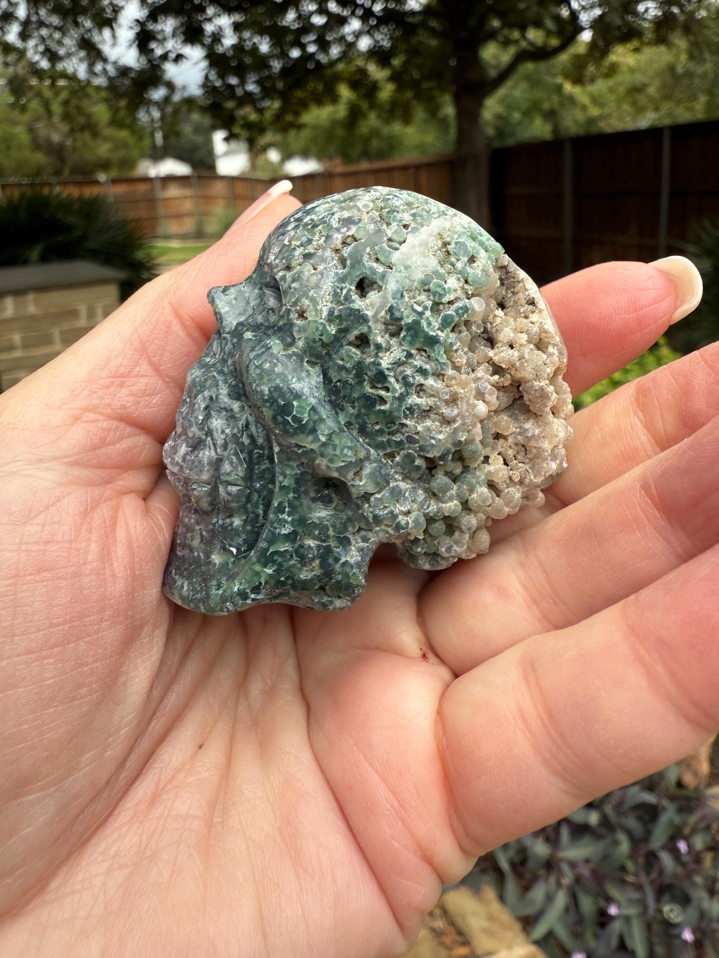 Grape Agate skull, 2”, 4.6 ounces, new, gift, altar, crystals, high vibration crystals, statement piece, rare