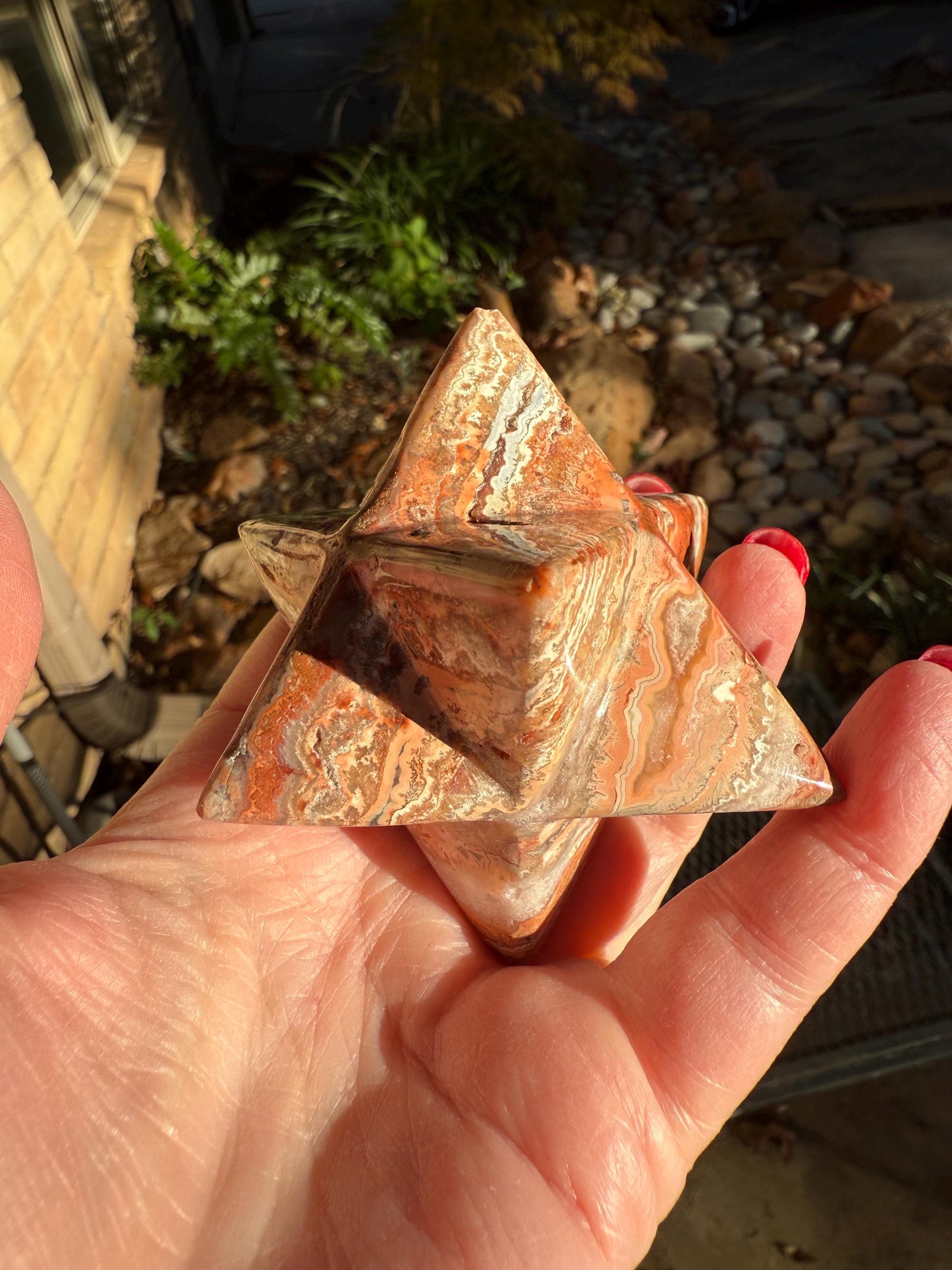 Lace Agate Merkaba, new, high frequency dragon, 3”, gifts, healing sessions