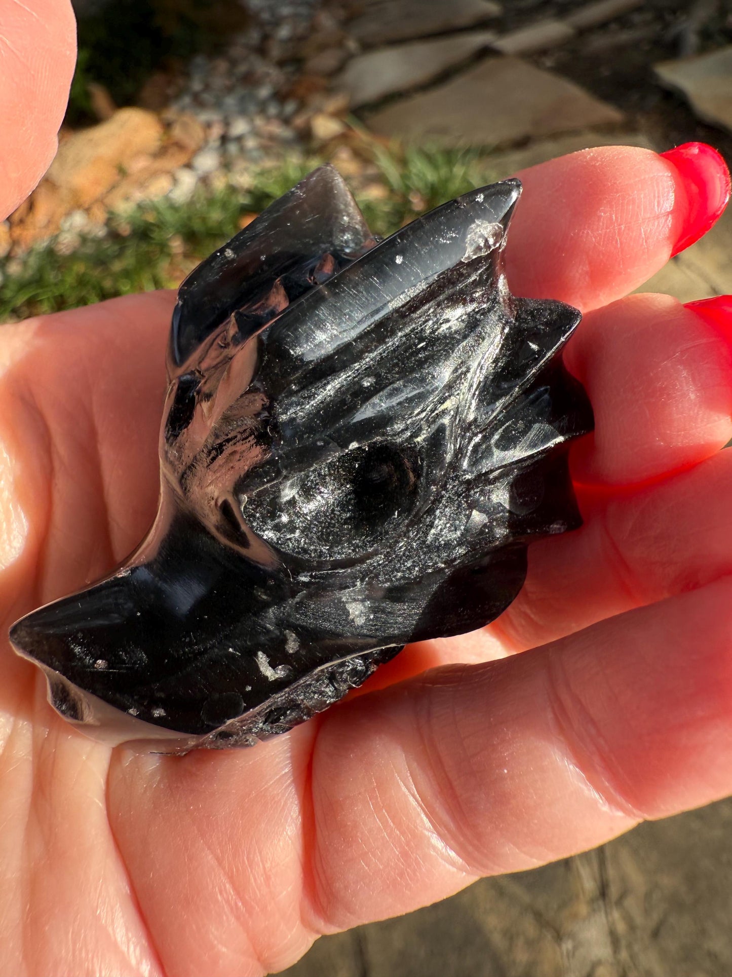 Agni Manitite Tektite Dragon Skull 2”, beautifully carved, crystal healing, premium crystals