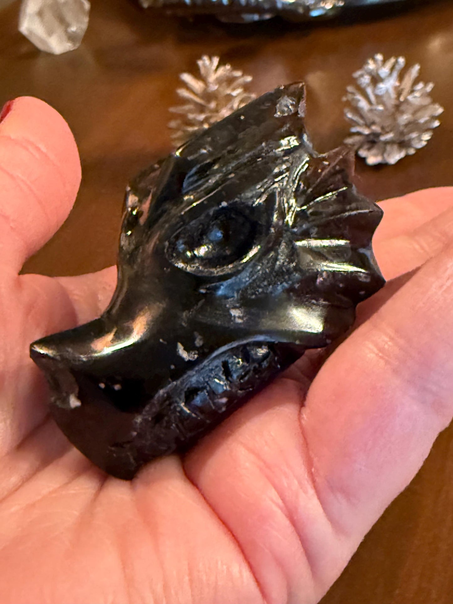 Agni Manitite Tektite Dragon Skull 2”, beautifully carved, crystal healing, premium crystals