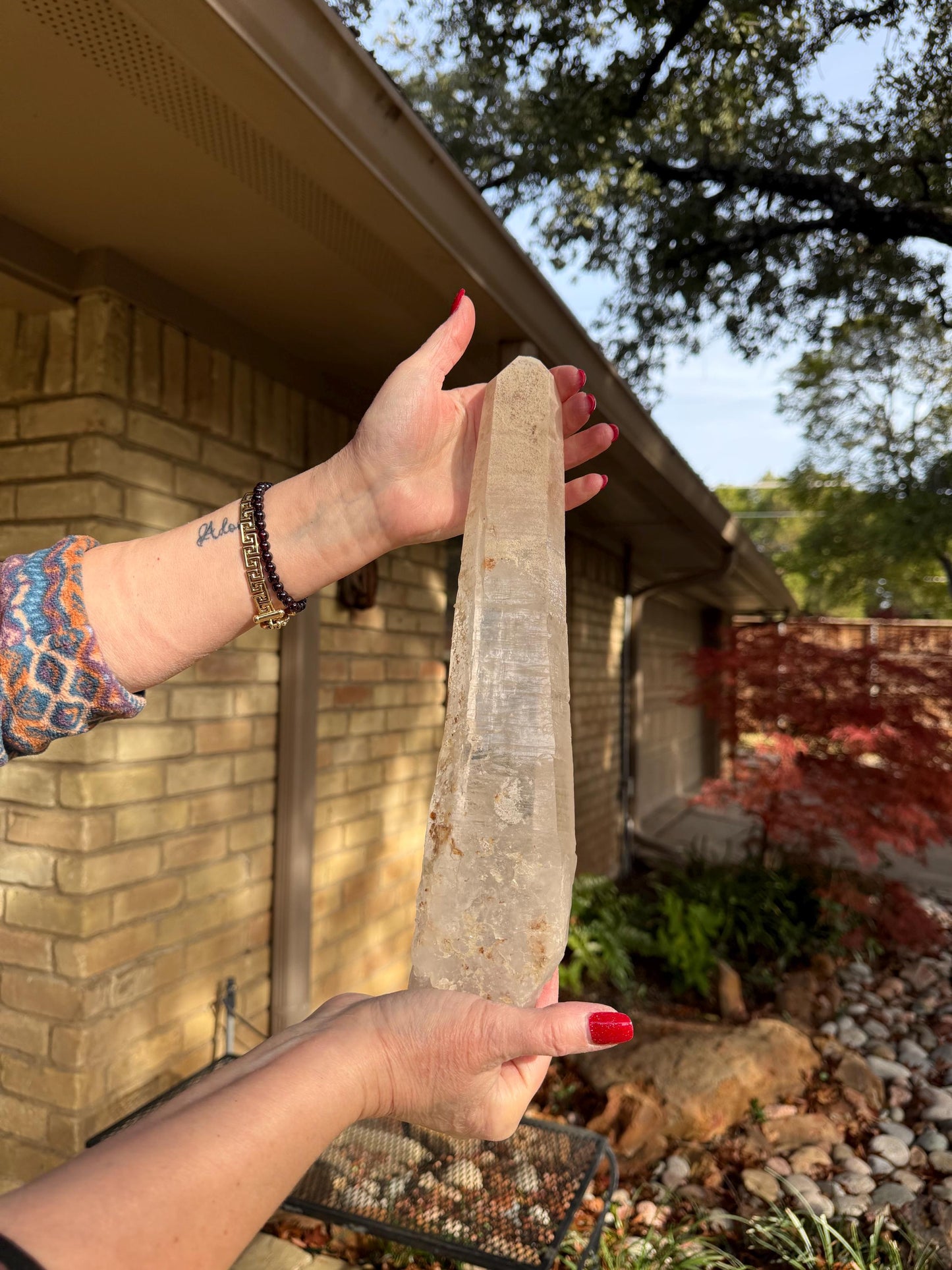 Sugared Laser Singing Lemurian Wand 14.5”, New, gift, altar, high vibration crystals
