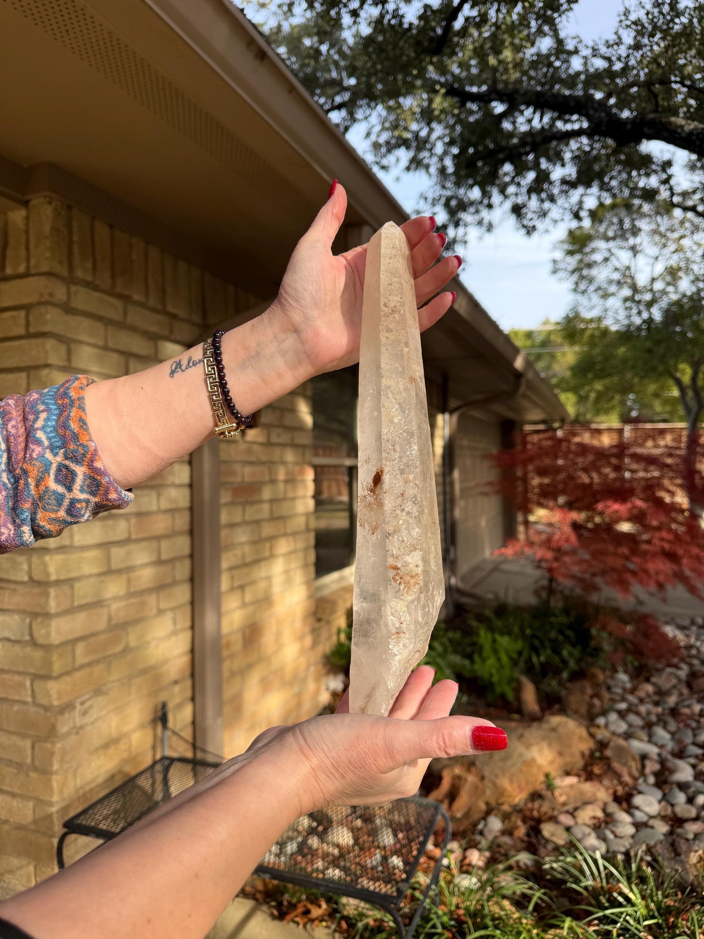 Sugared Laser Singing Lemurian Wand 14.5”, New, gift, altar, high vibration crystals